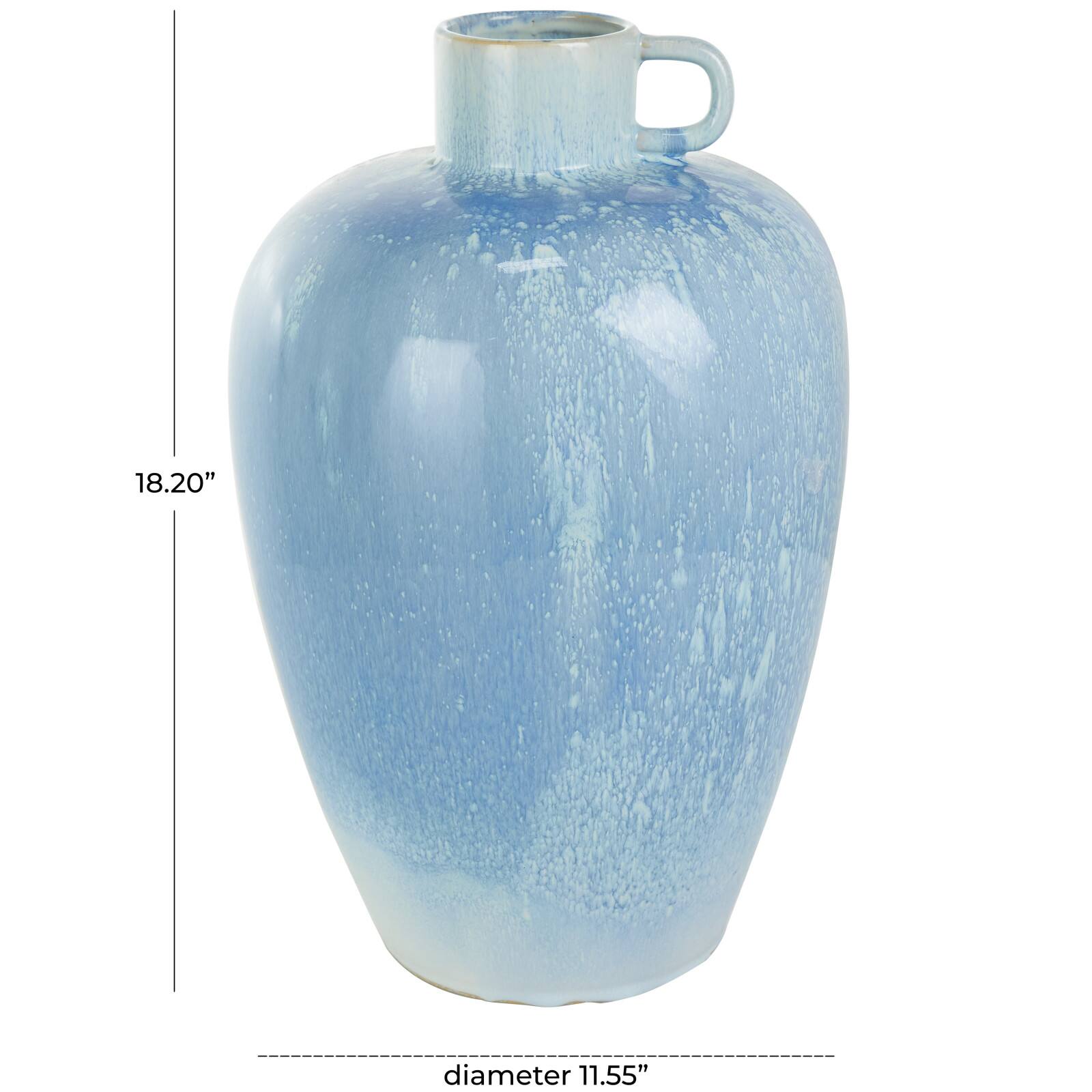 18&#x22; Blue Unique Textured Ceramic Ombre Vase