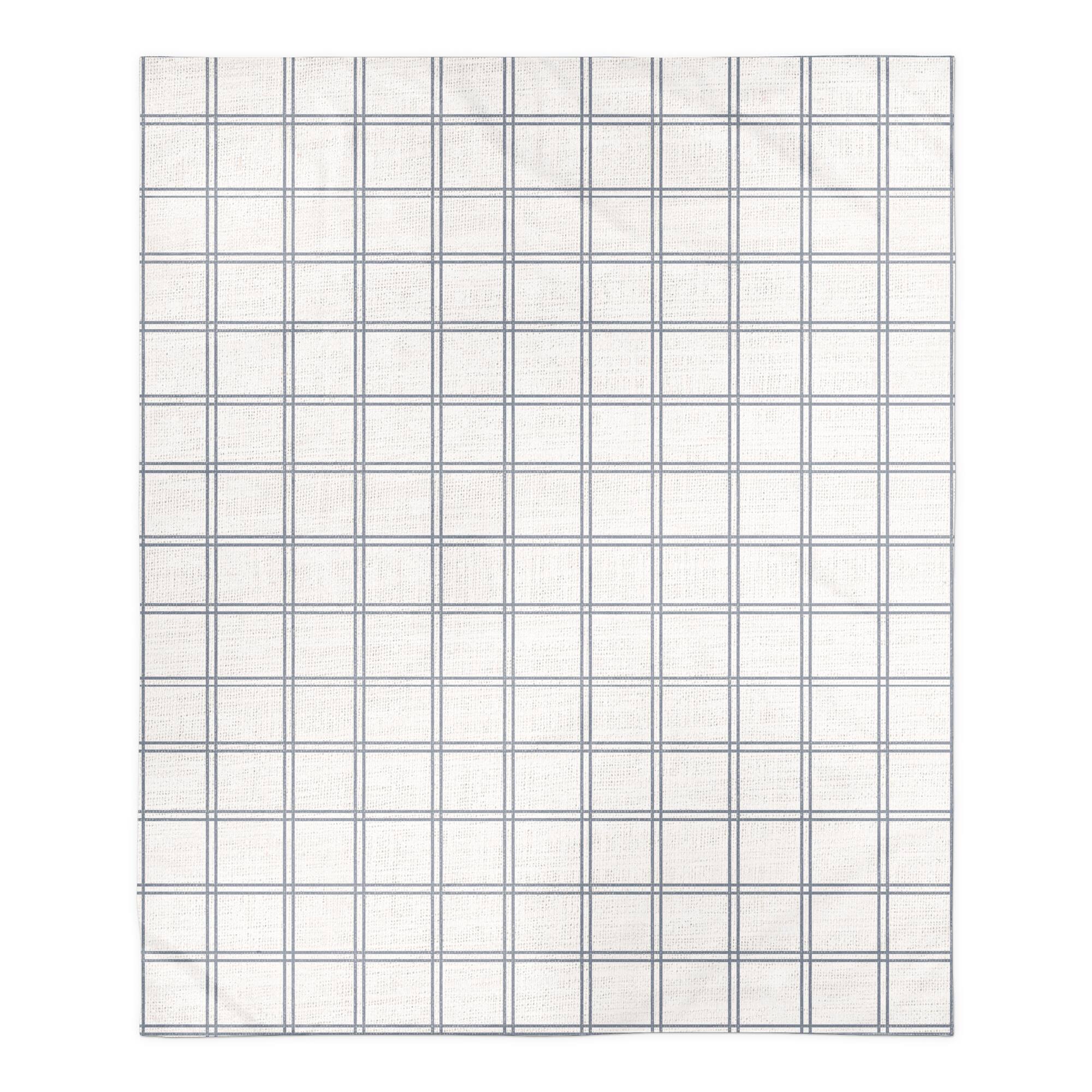 Slate Windowpane Sherpa Fleece Blanket