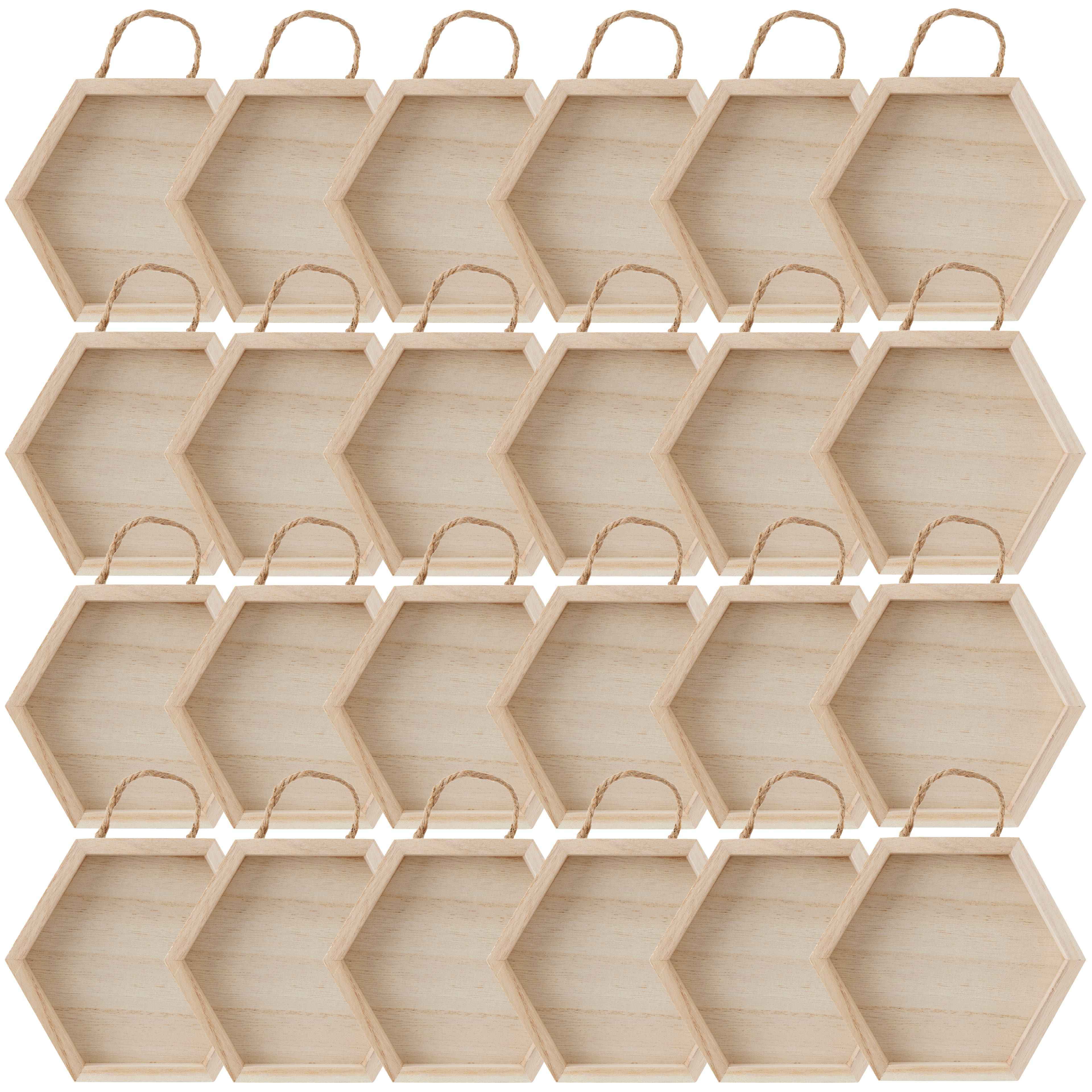 24 Pack: Wooden Hexagon 6&#x22; x 5&#x22; Shadow Box by Make Market&#xAE;