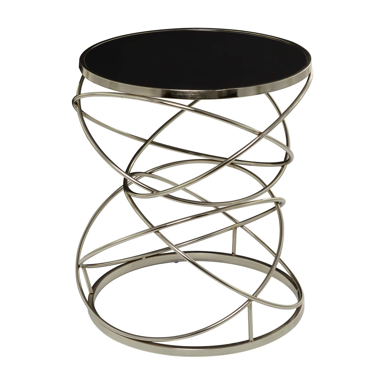 24" Open Ring Accent Table with Black Marble Top