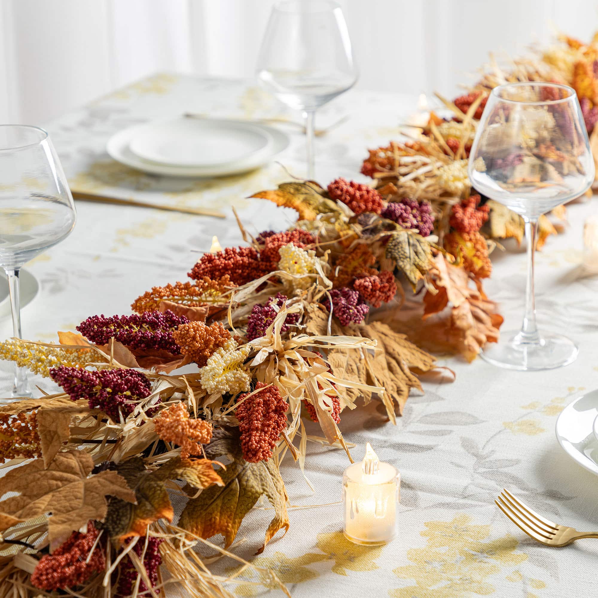 Glitzhome&#xAE; 72&#x22; Fall Multi-Colored Sorghum Garland