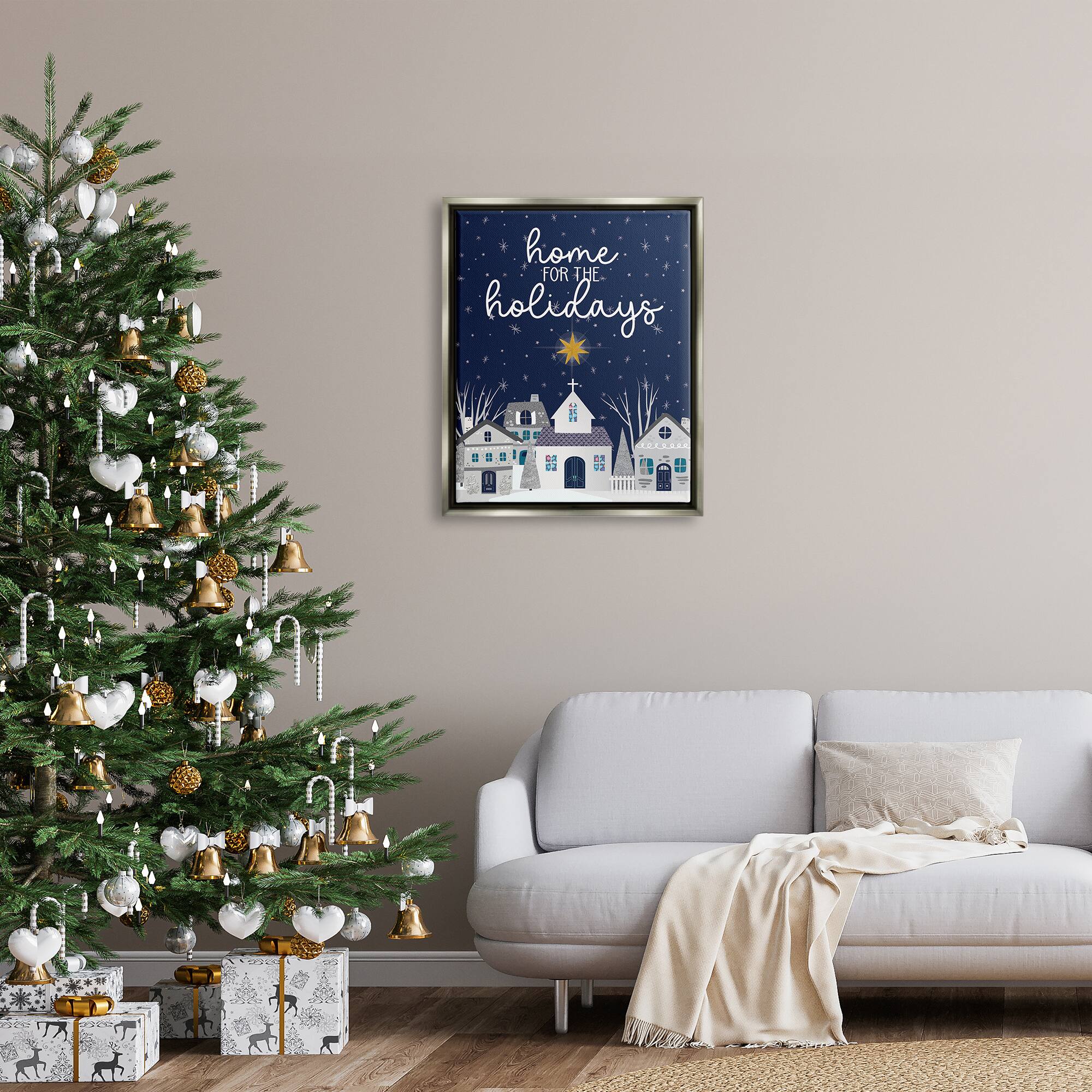 Stupell Industries Home For The Holidays Night Sky Framed Floater Canvas Wall Art
