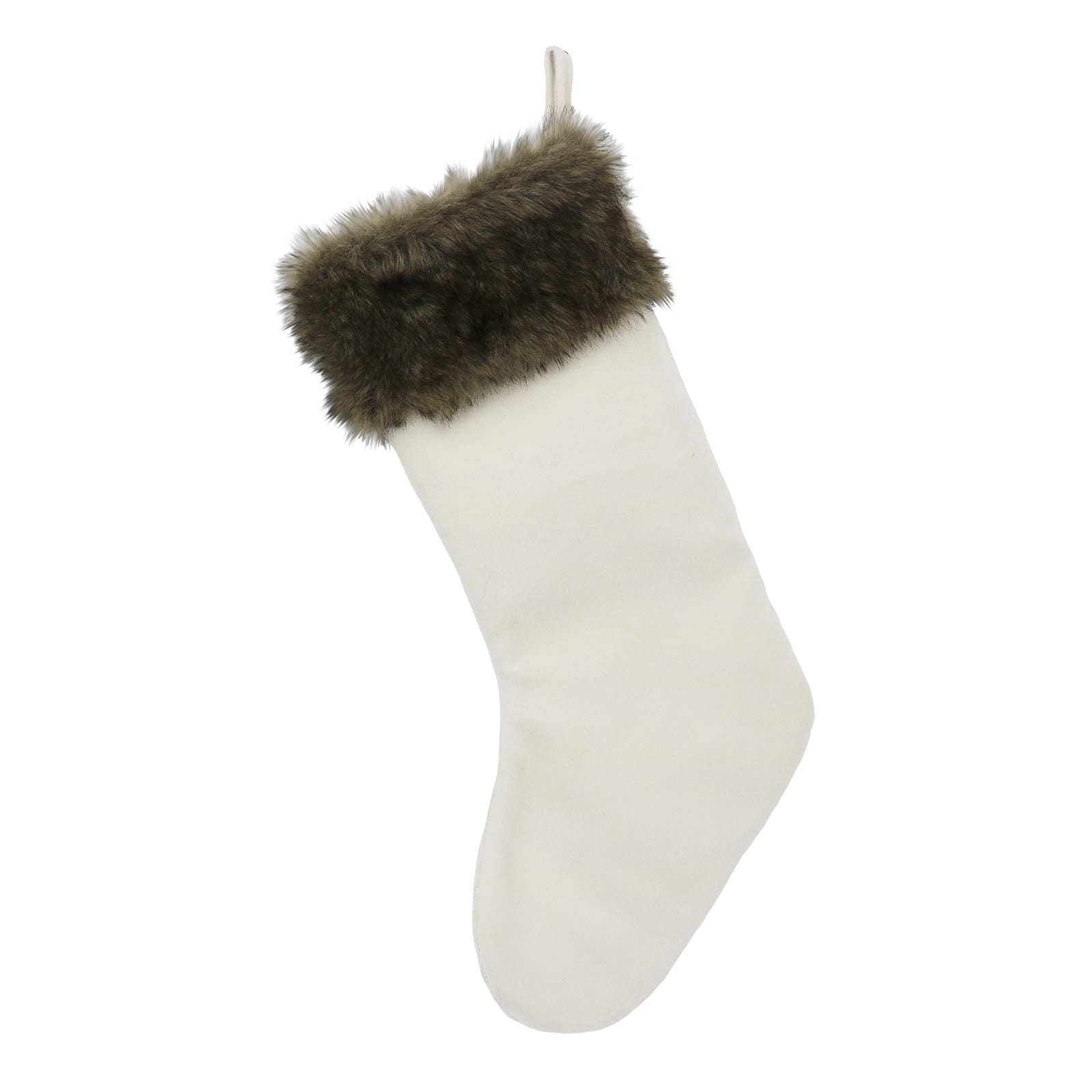 18&#x22; White Cable Knit Stocking with Faux Fur Trim by Ashland&#xAE;