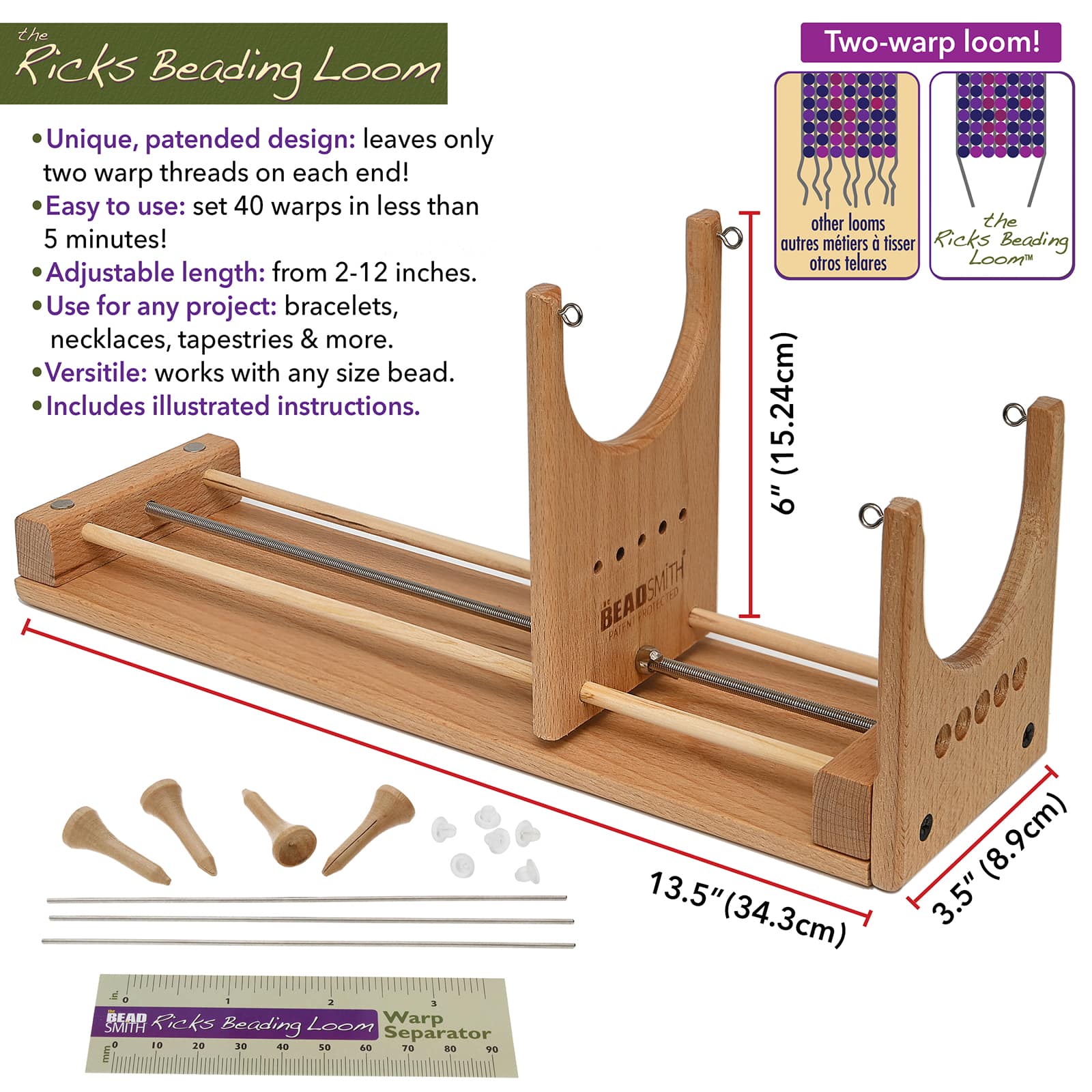 The Beadsmith Extra Wide Metal Bead Loom Kit, Includes Extra Wide