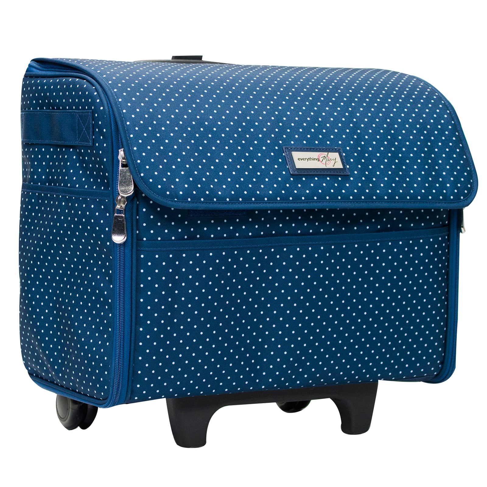 Everything Mary Collapsible Blue Pin Dot Rolling Sewing Machine Tote |  Michaels