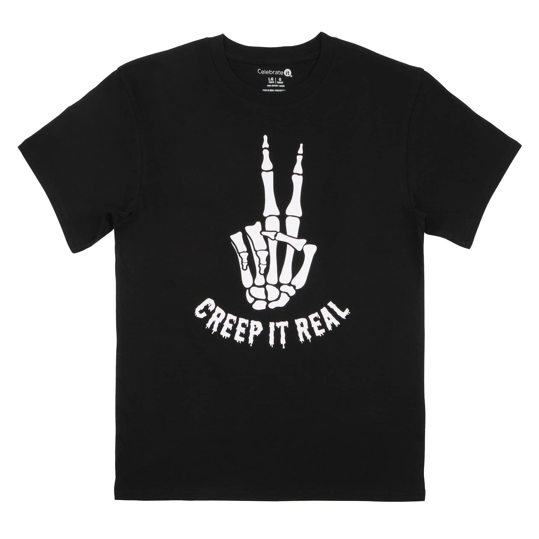 Black Creep It Real Youth Crew Neck T-Shirt by Celebrate It&#x2122;