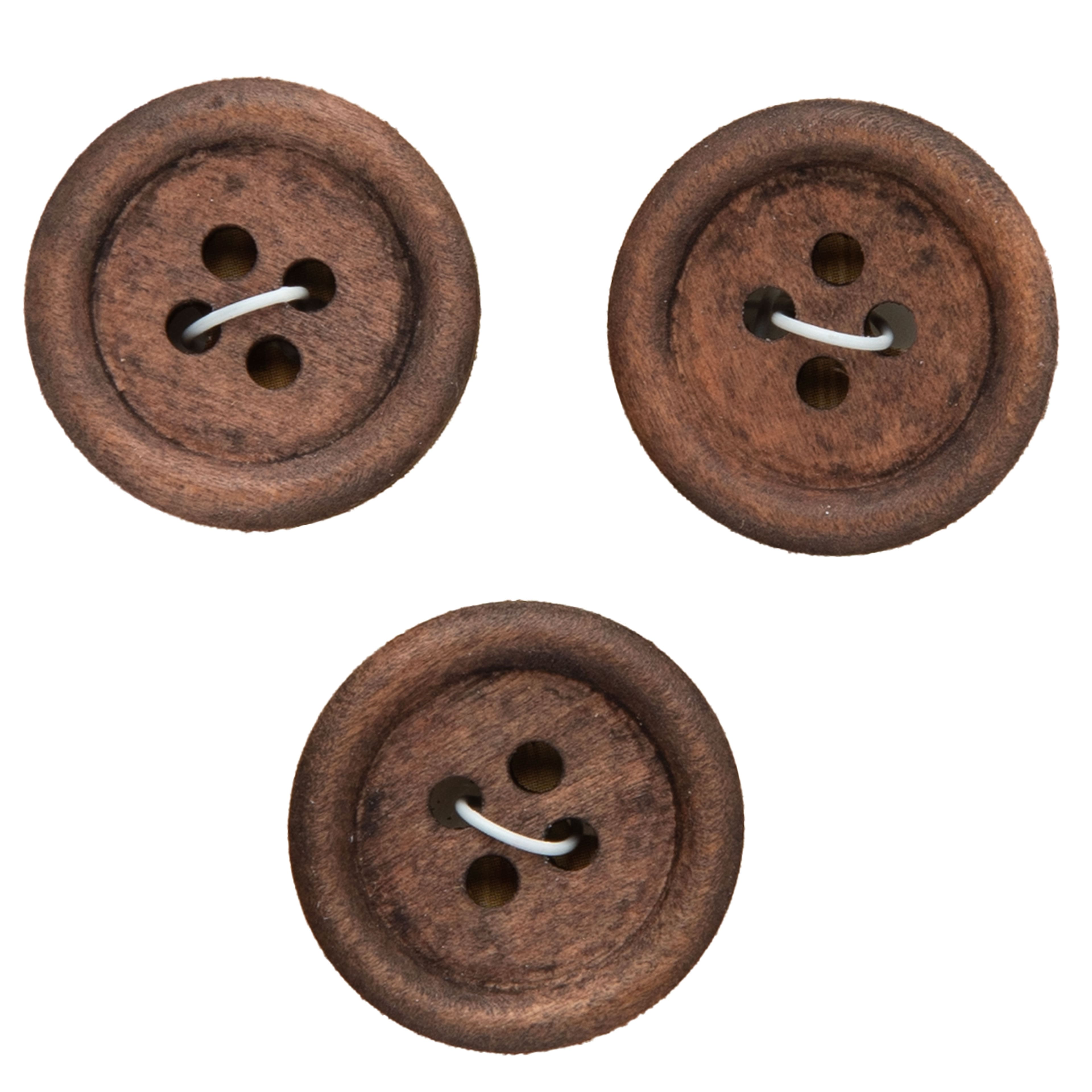 Organic Elements 13/16&#x22; Brown Wood Buttons, 3ct.