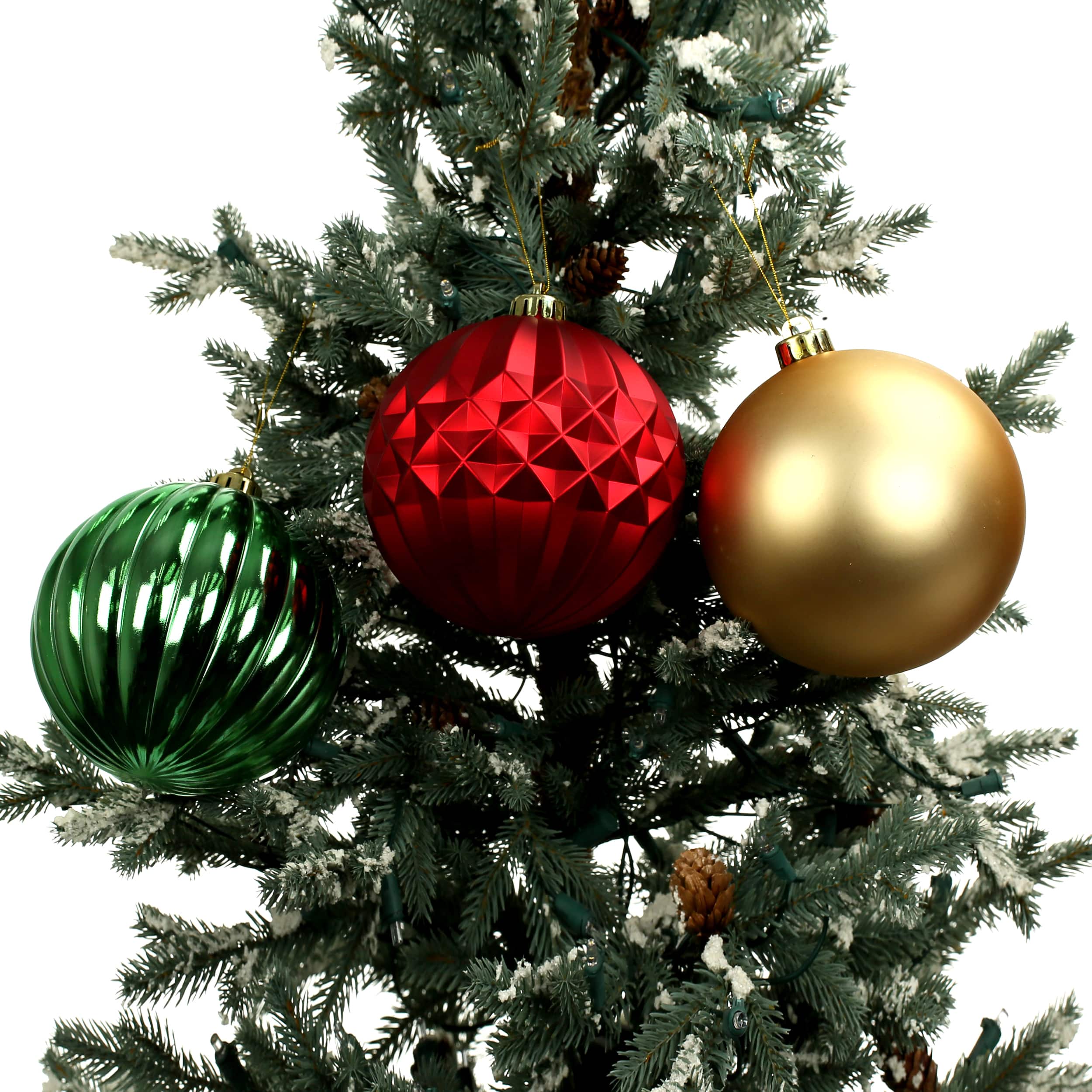 5 Pack 150mm Red, Green &#x26; Gold Shatterproof Ball Ornaments by Ashland&#xAE;