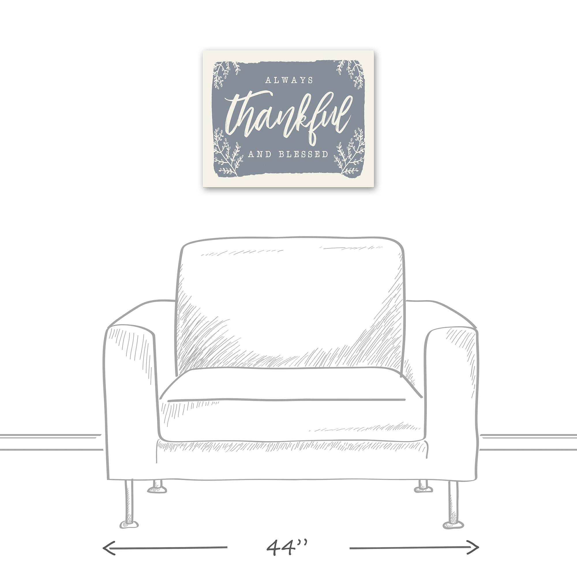 Always Thankful Blue Cream Canvas Wall Art