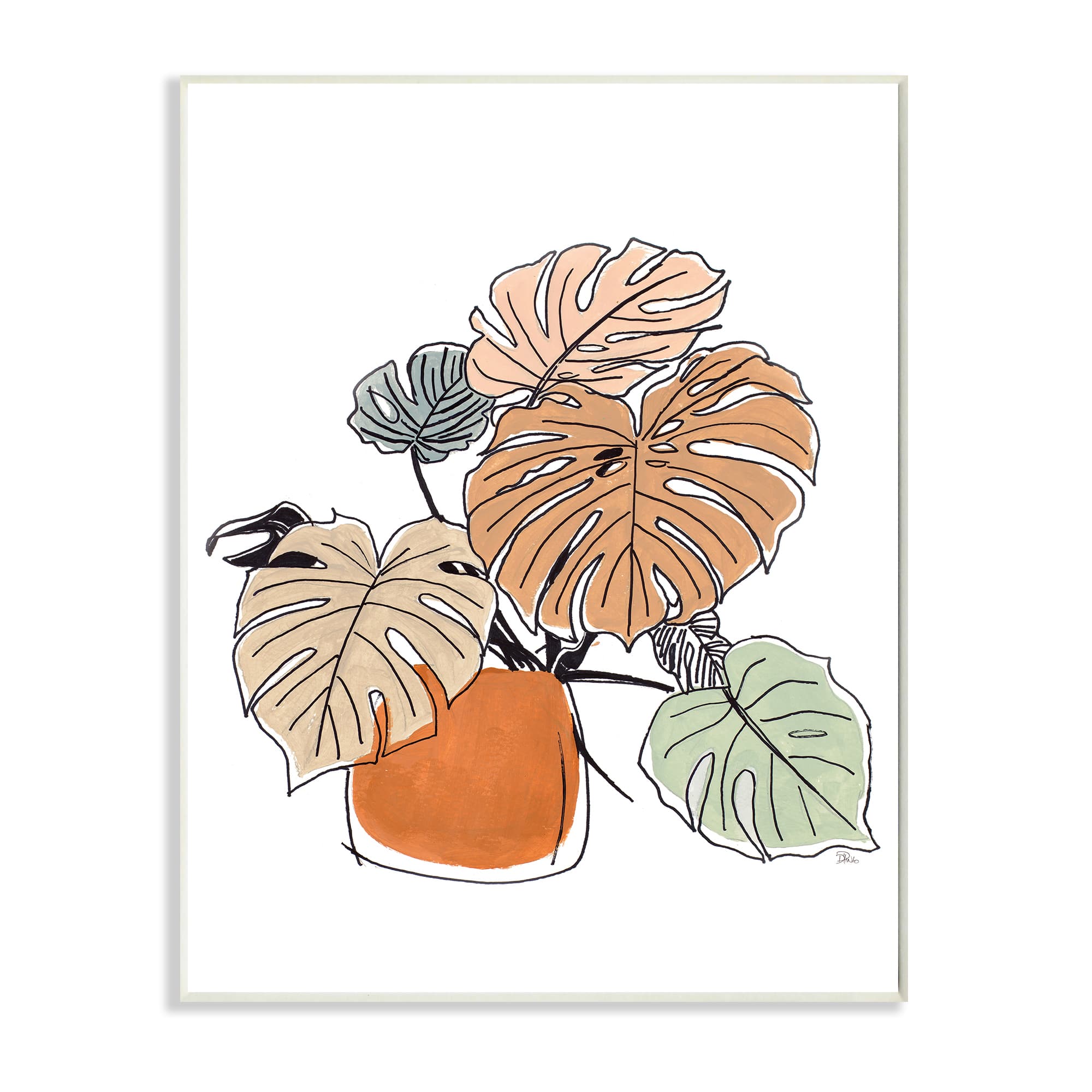 Stupell Industries Playful Monstera Leaves Tropical House Plant Wall Plaque