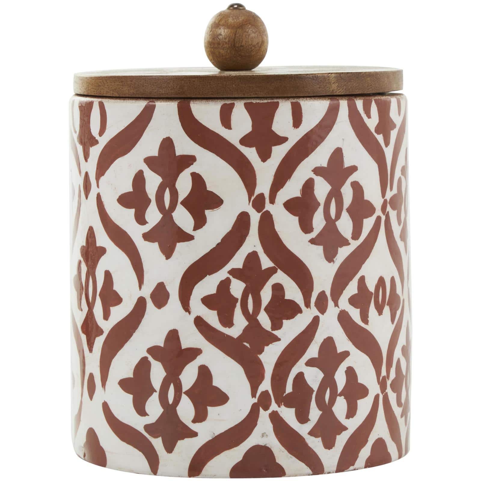 Cream & Brown Ceramic Floral Canister Set with Lids