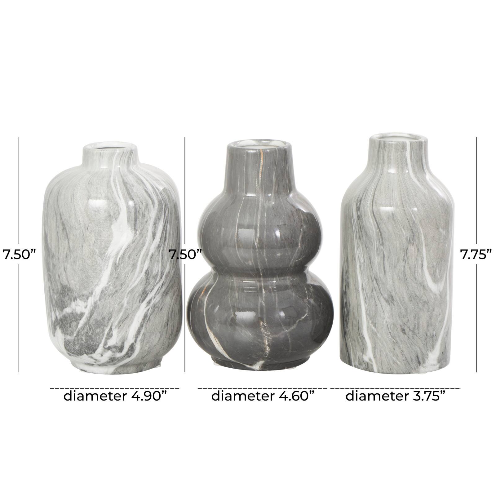 Gray Marble Inspired Ceramic Vase Set