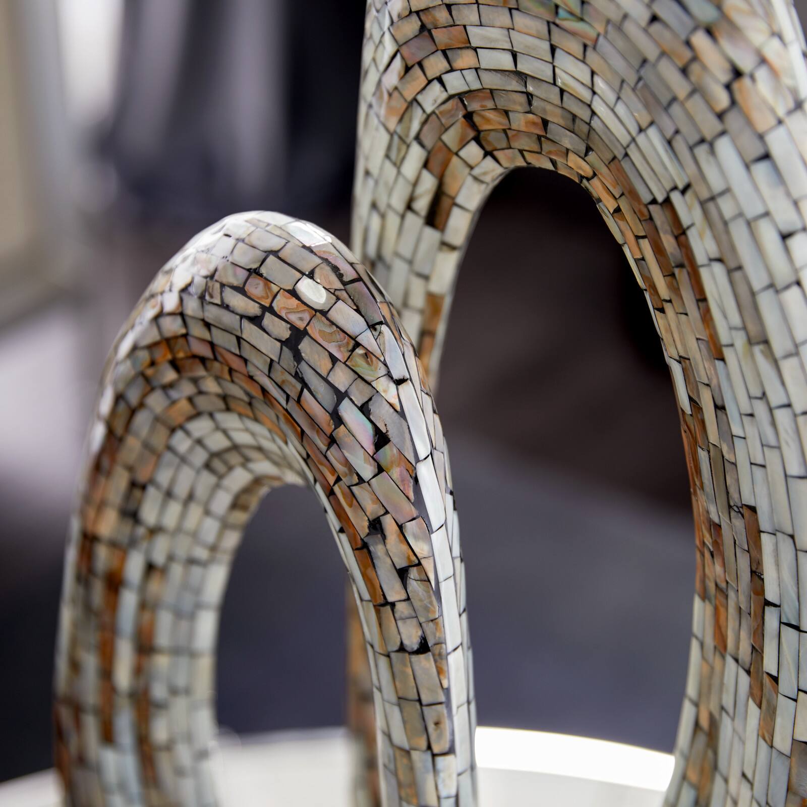 29" Gray Mother of Pearl Abstract Sculpture