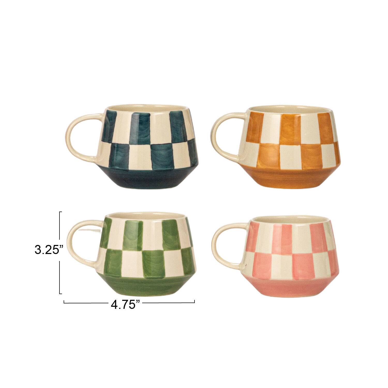 10oz. Checkered Stoneware Mug, 4ct.