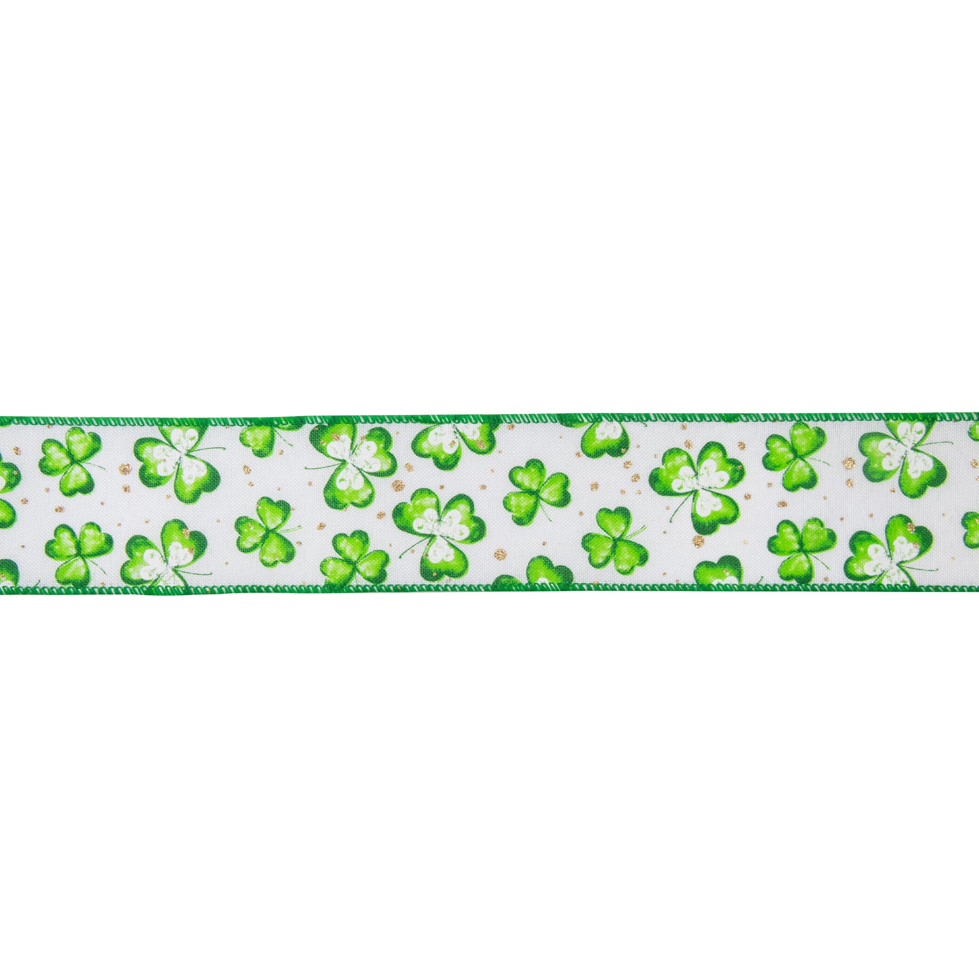 2.5" x 10yd. St. Patrick's Day Shamrock Wired Spring Craft Ribbon