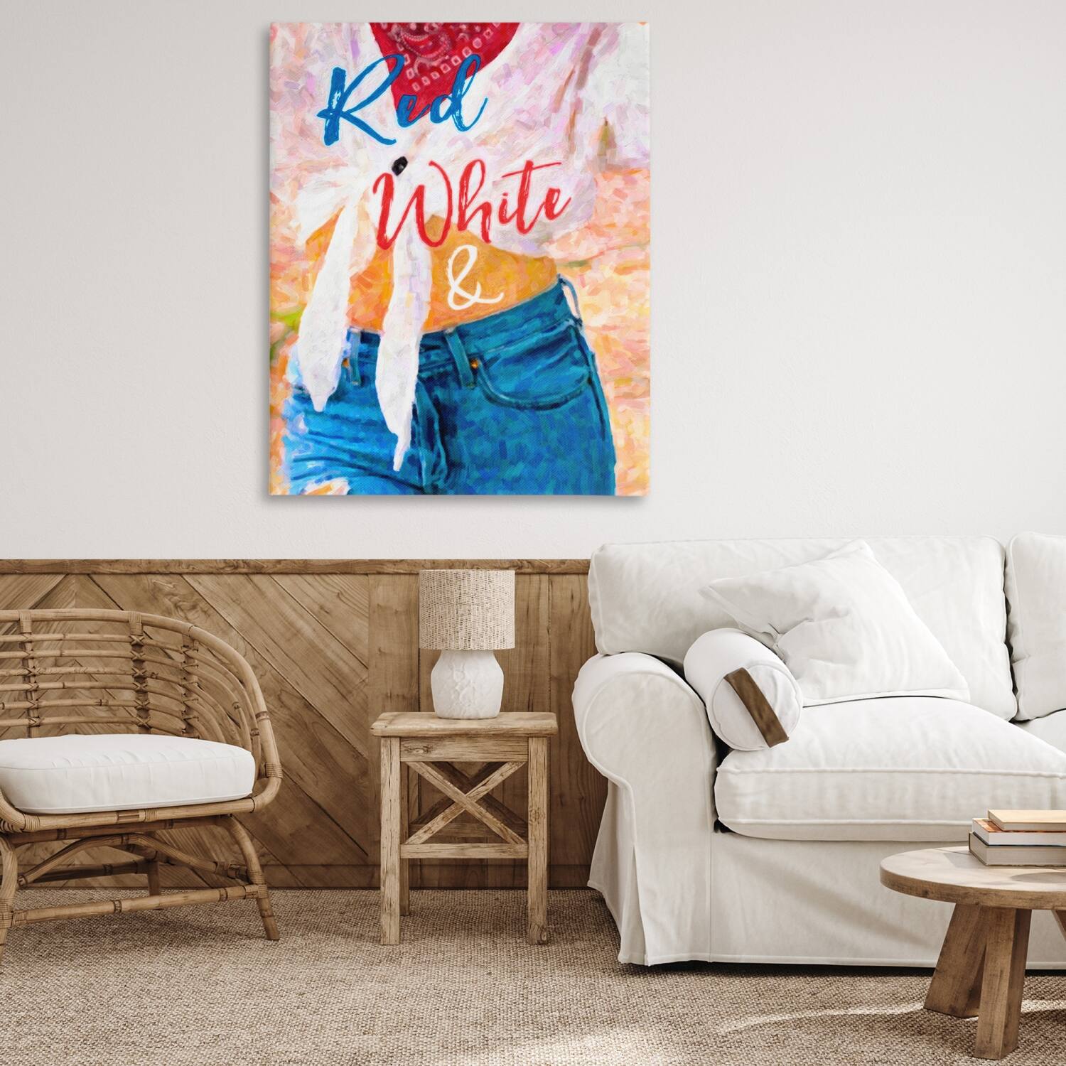 Stupell Industries Red White & Blue Patriotic American Celebration Canvas Wall Art