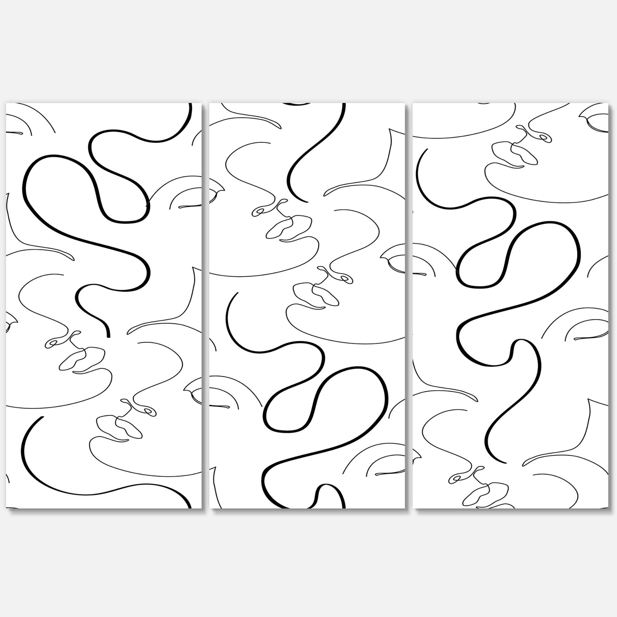 Designart - Monochrome One Line Drawing Portraits