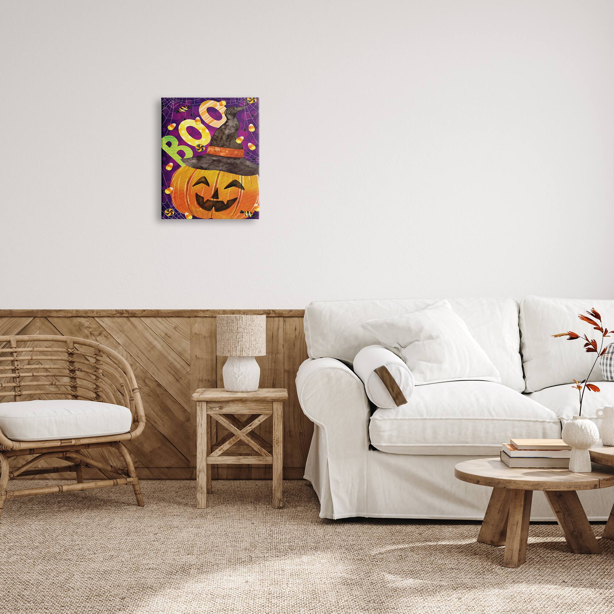 Stupell Industries Boo Jack-o-Lantern Halloween Candy Canvas Wall Art