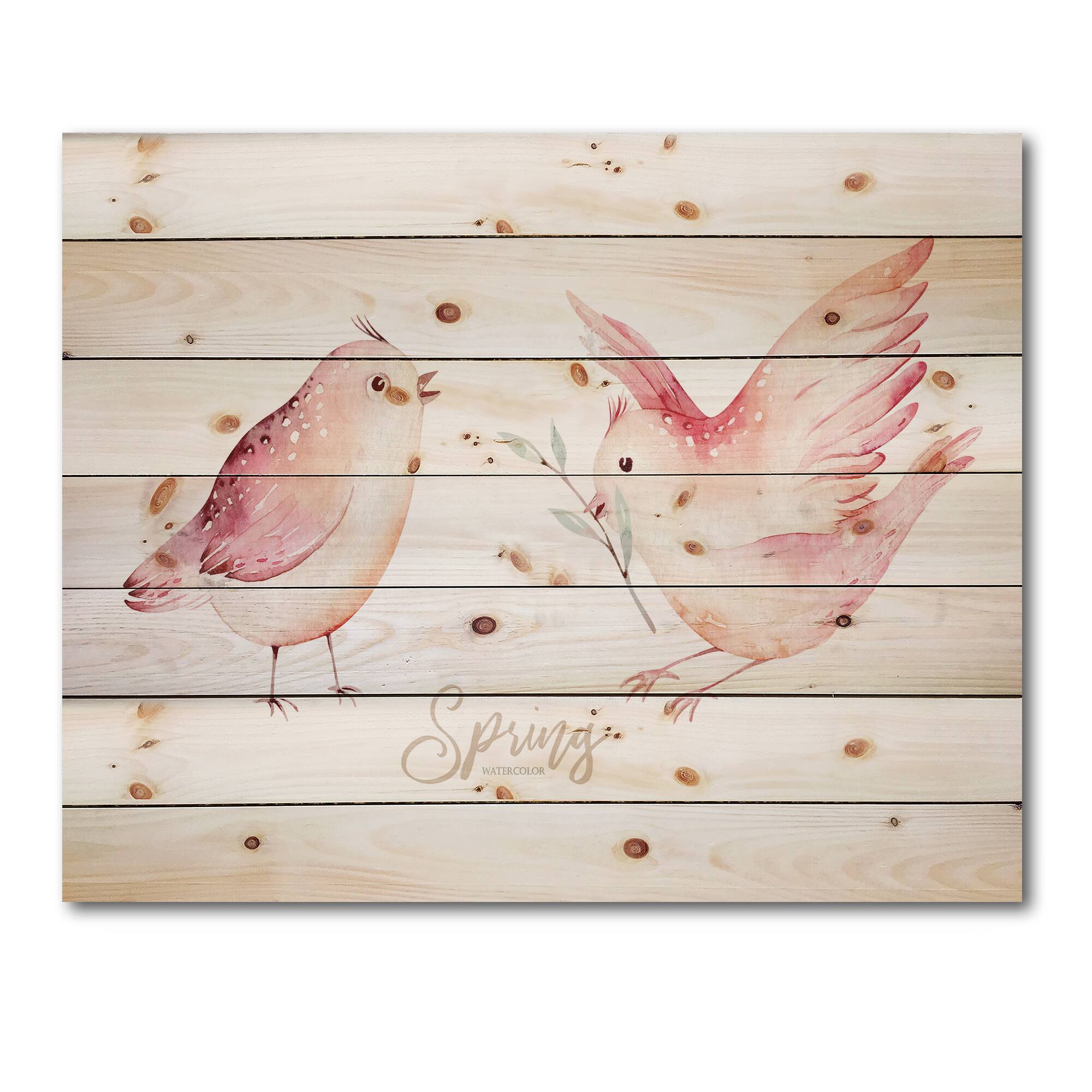 Designart - Spring Bird On Blooming Branch With Green Leaves