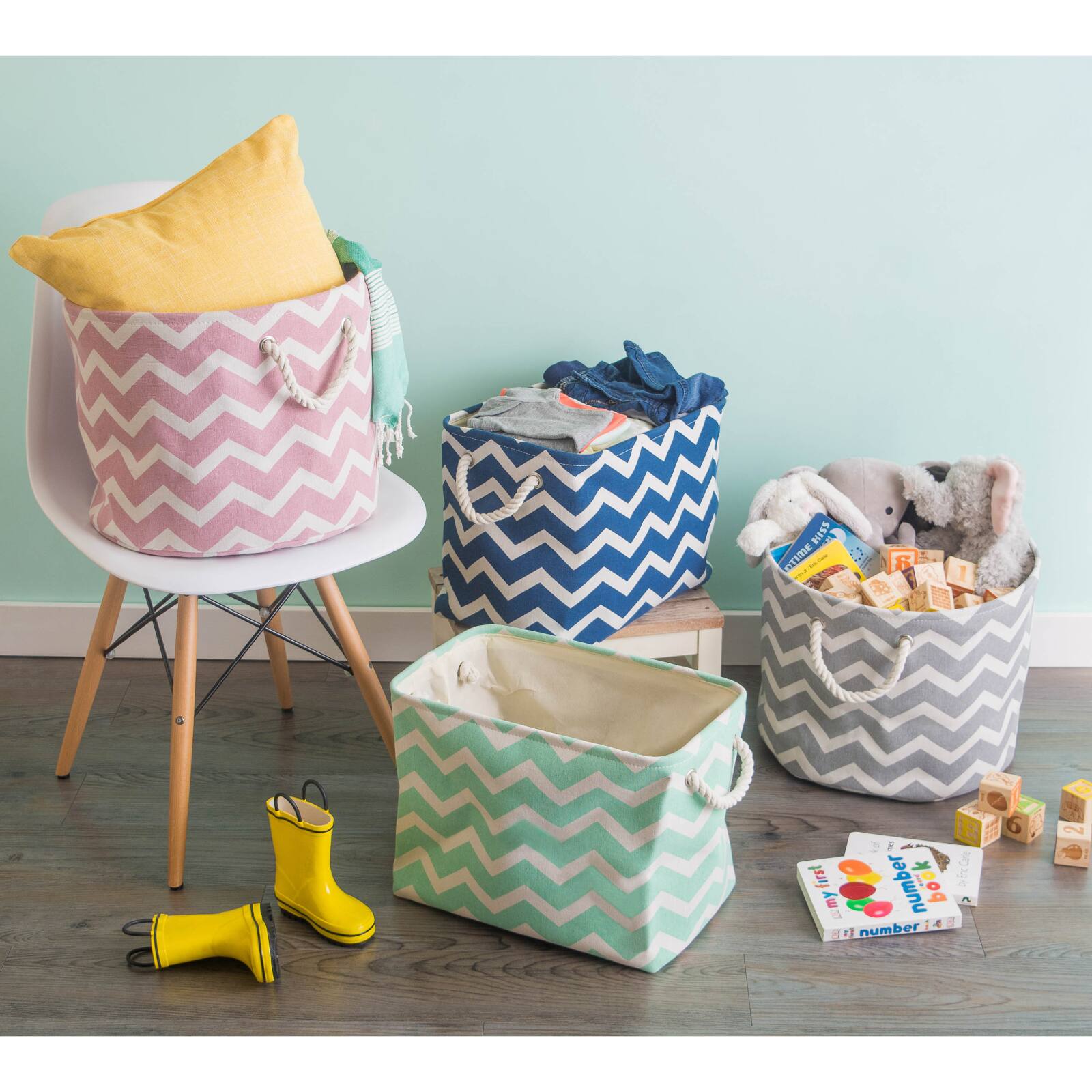 Medium Chevron Polyester Rectangle Bin