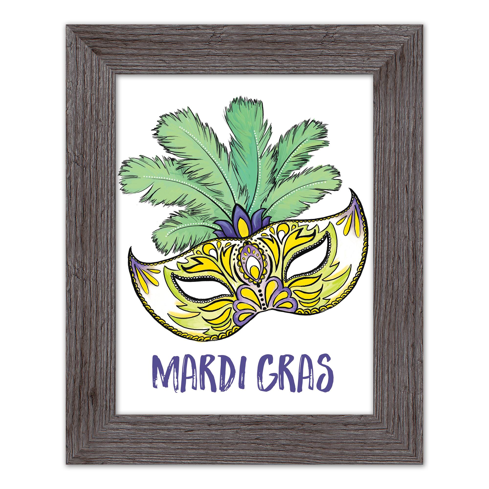 Mardi Gras Mask Watercolor Western Gray Framed Print