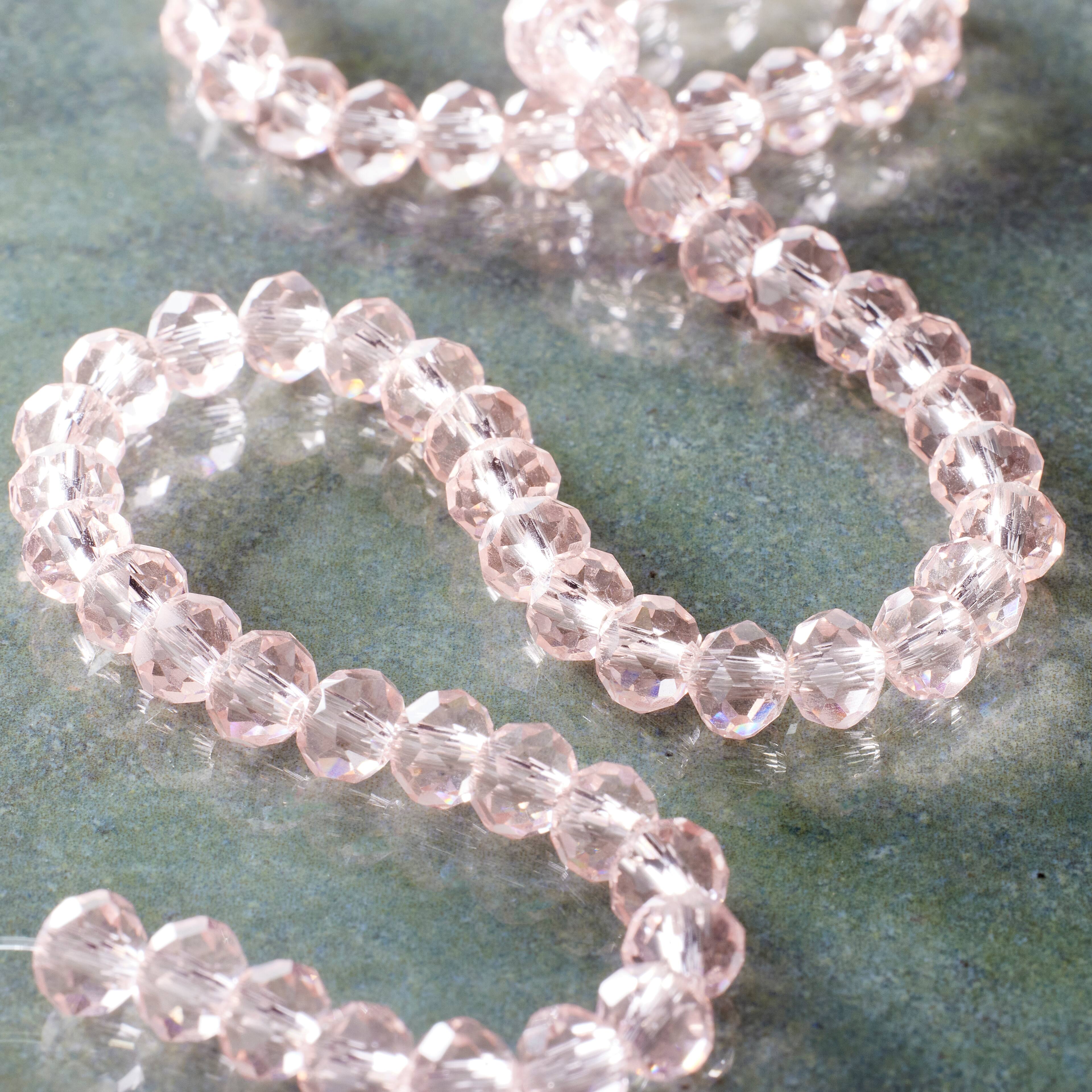 12 Pack: Pink Glass Faceted Rondelle Beads, 6mm by Bead Landing™