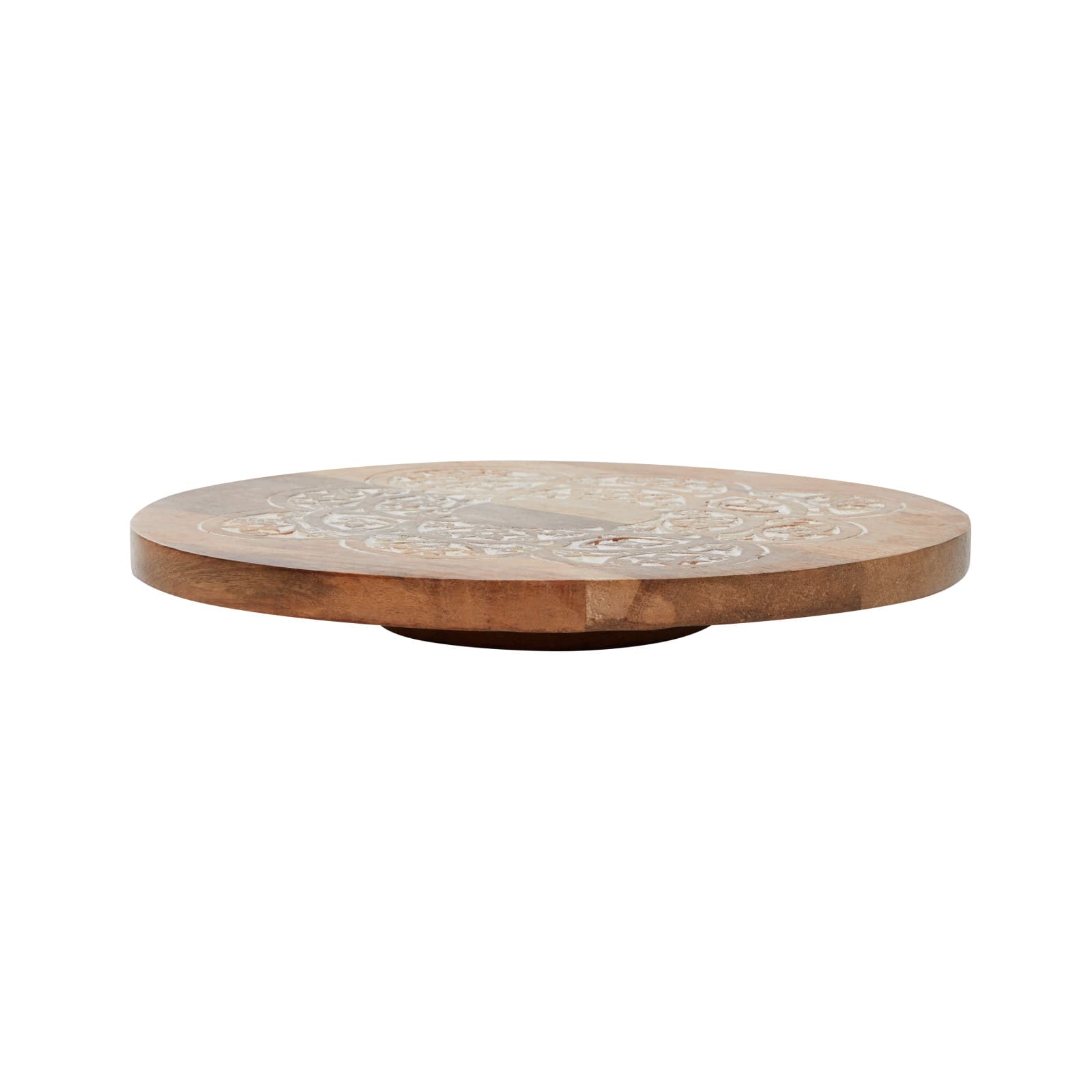 Brown Wood Country Cottage Lazy Susan Cake Stand, 2&#x22; x 14&#x22; x 14&#x22;