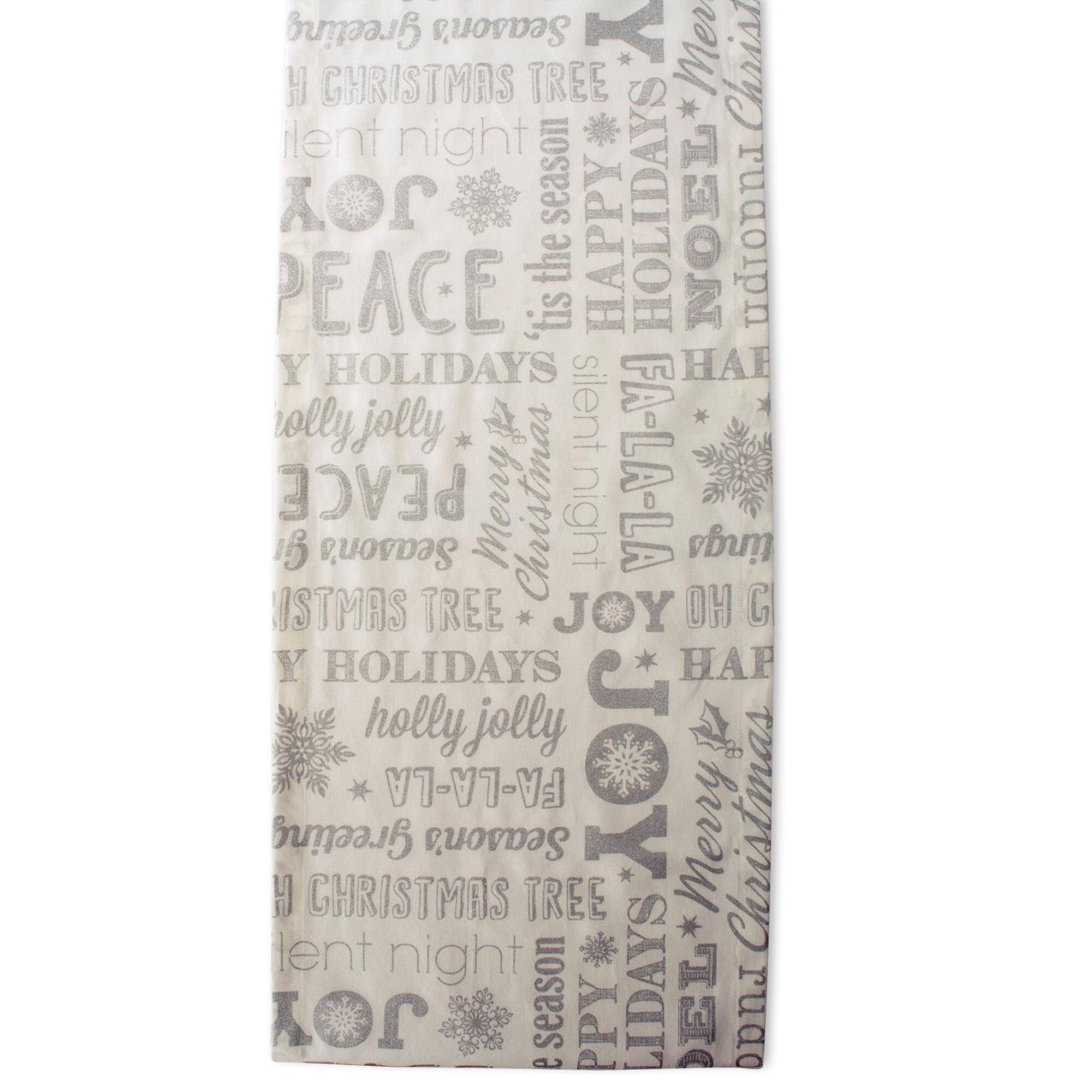 DII&#xAE; 72&#x22; Silver Christmas Collage Table Runner
