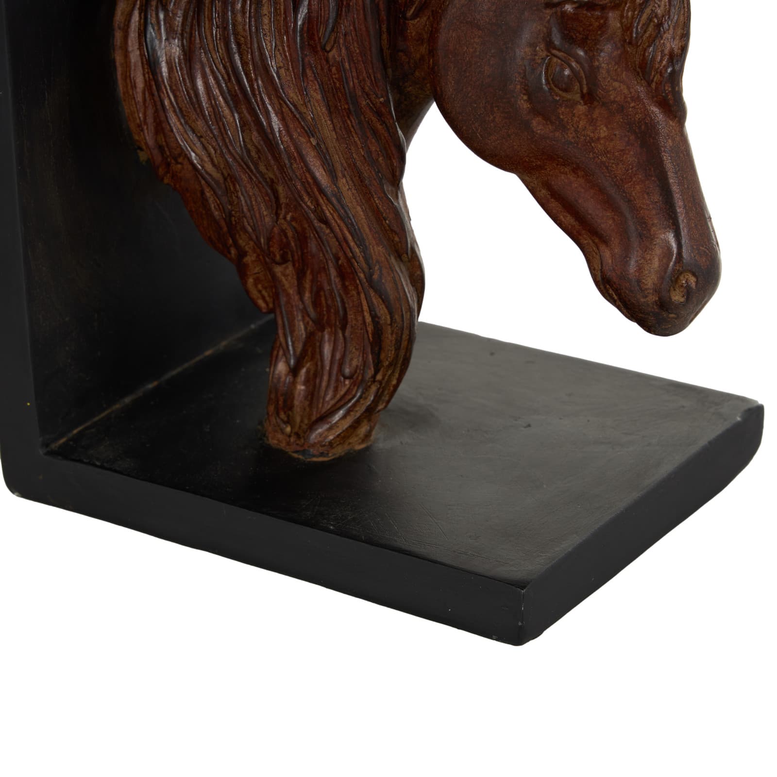 6" Copper Horse Head Bookends with Black Stands, 2ct.