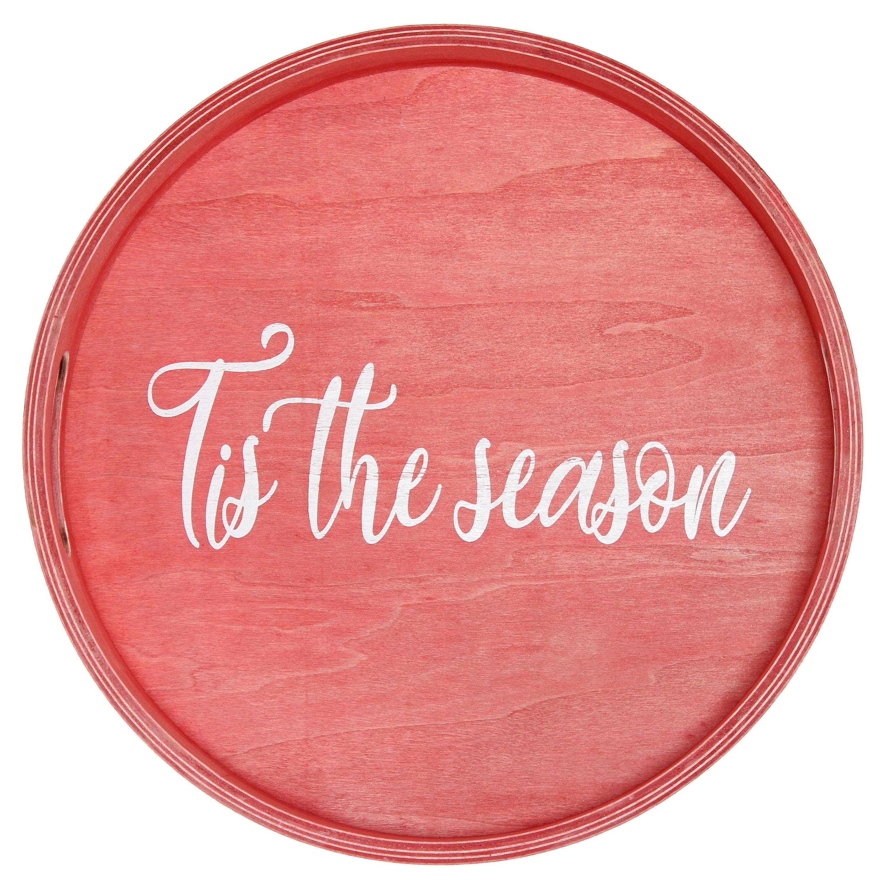 Elegant Designs™ 13.8" Round Tis the Season Serving Tray with Handles