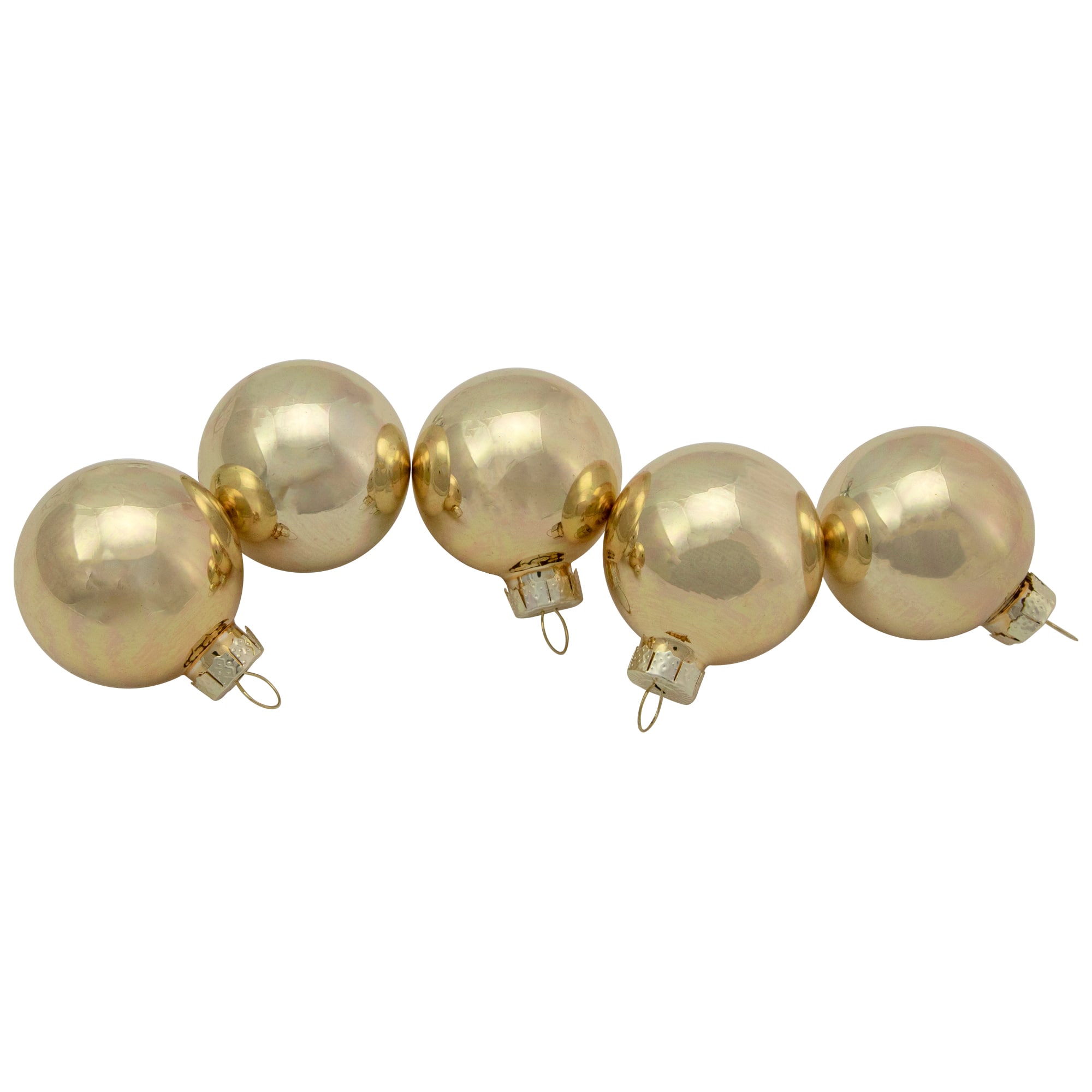10ct. 1.75&#x22; Champagne Gold Shiny and Matte Glass Christmas Ball Ornaments