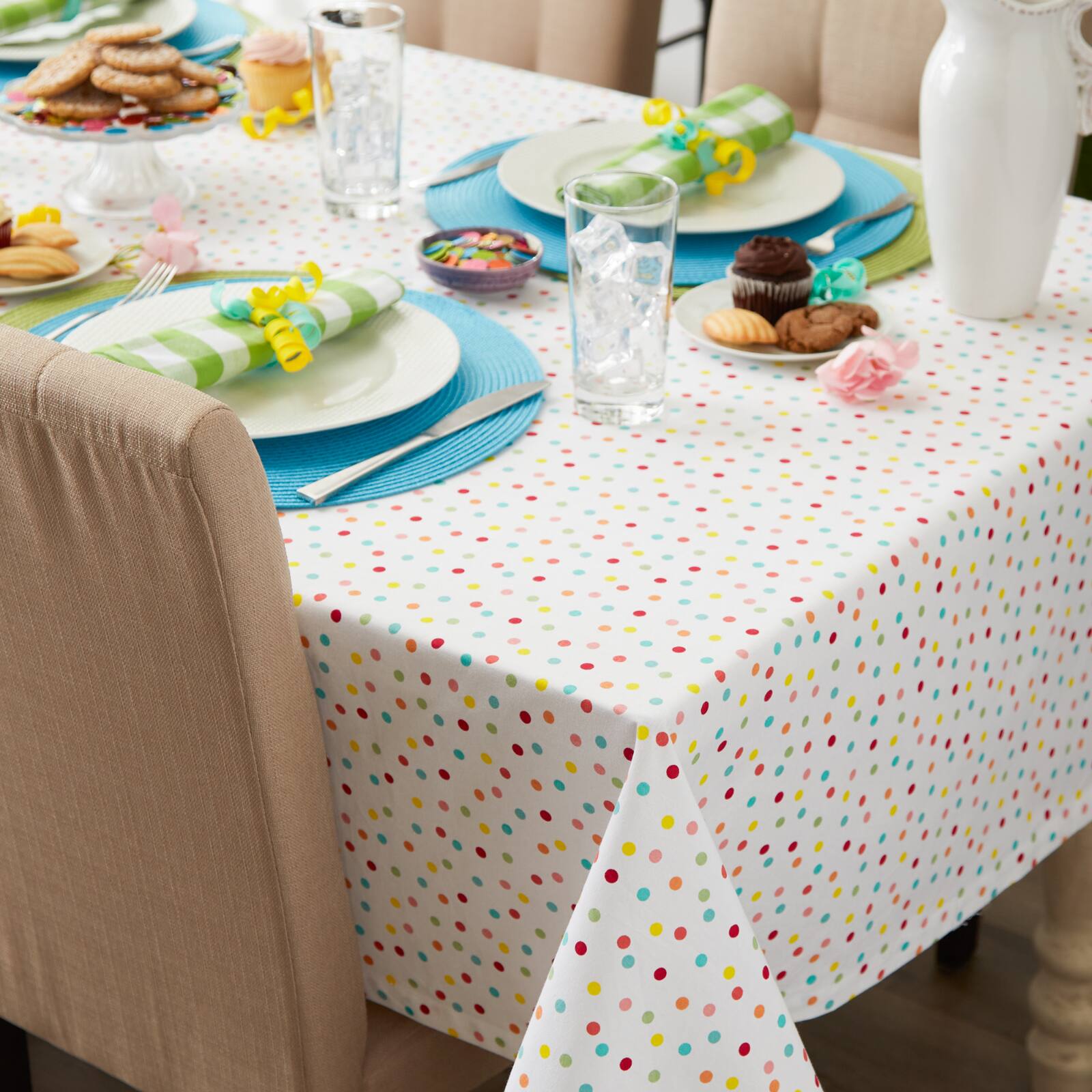 Multi Polka Dots Print Tablecloth 52" x 52"