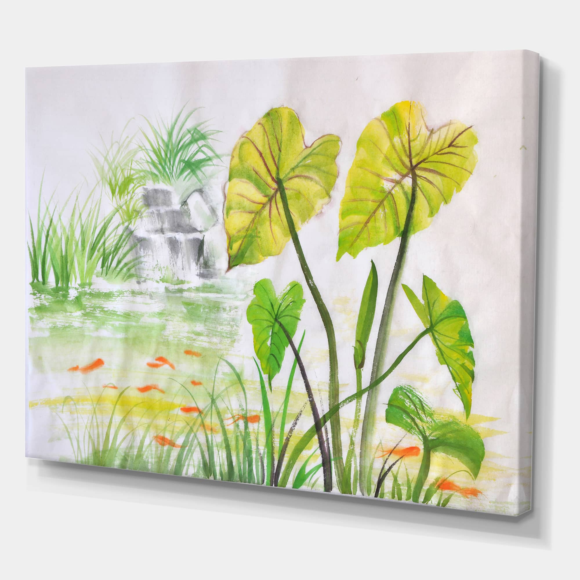 Designart - Vintage Lotus Pond - Lake House Canvas Wall Art Print