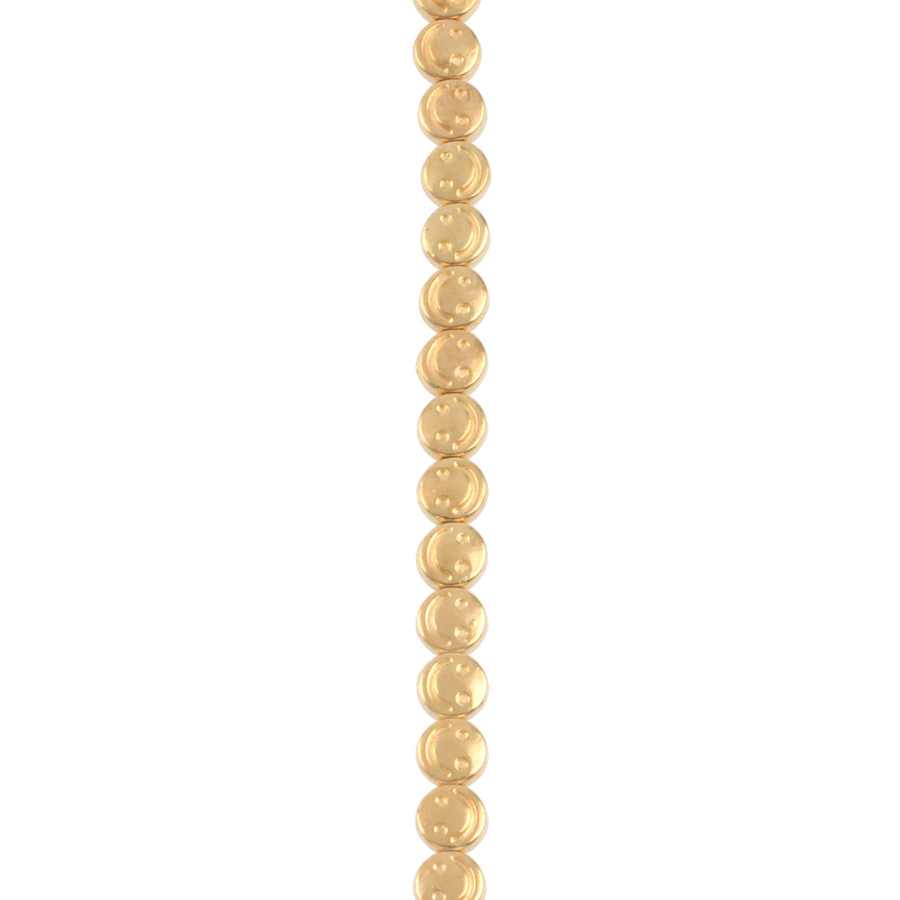 12 Packs: 32 ct. (384 total) Gold Metal Smiley Face Coin Beads, 5.5mm by Bead Landing&#x2122;
