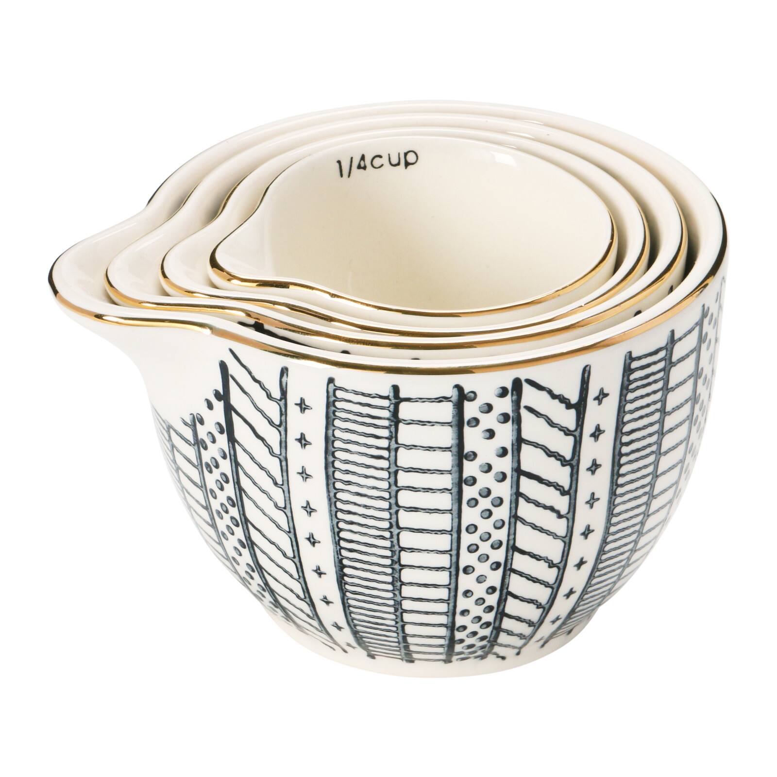 Hello Honey&#xAE; Black &#x26; White Stoneware Measuring Cups Set, 4ct.