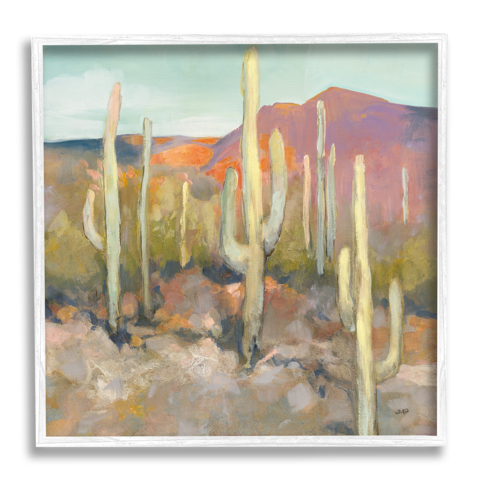 Stupell Industries Cactus Plant Desert Landscape Soft Southwestern Plant Painting Framed Wall Art