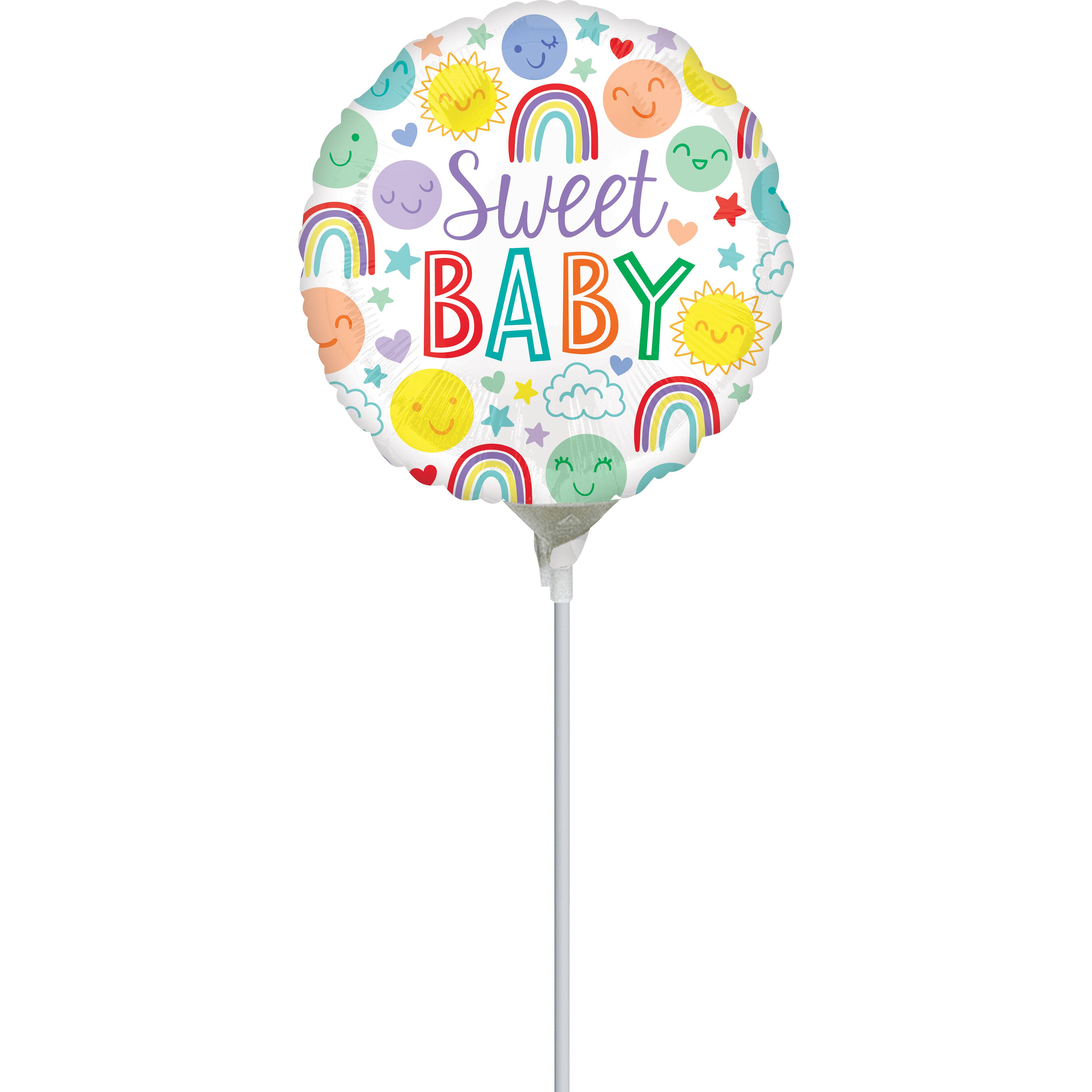 9&#x22; Sweet Baby Icons Stick Balloon