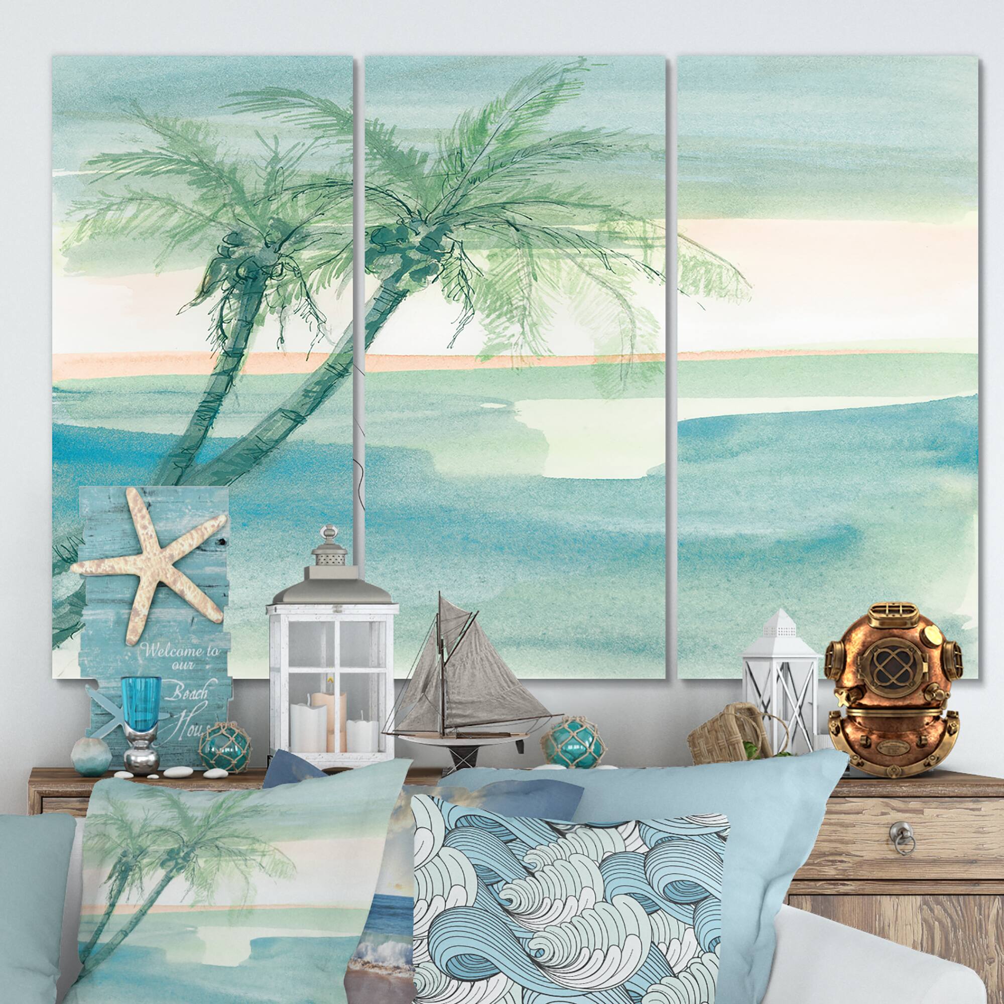 Designart - Peaceful Dusk I Tropical - Tropical Canvas Artwork