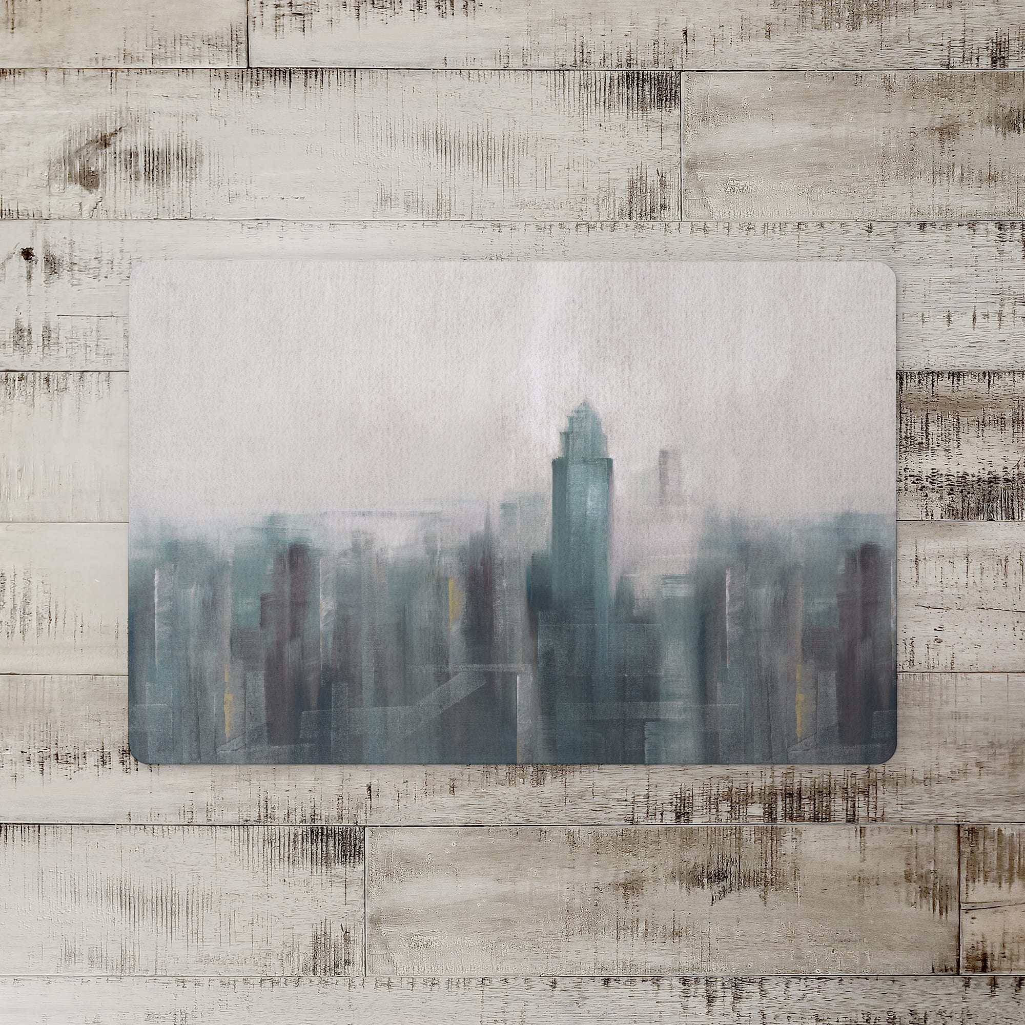 18" x 27" Blue Abstract Skyline Floor Mat