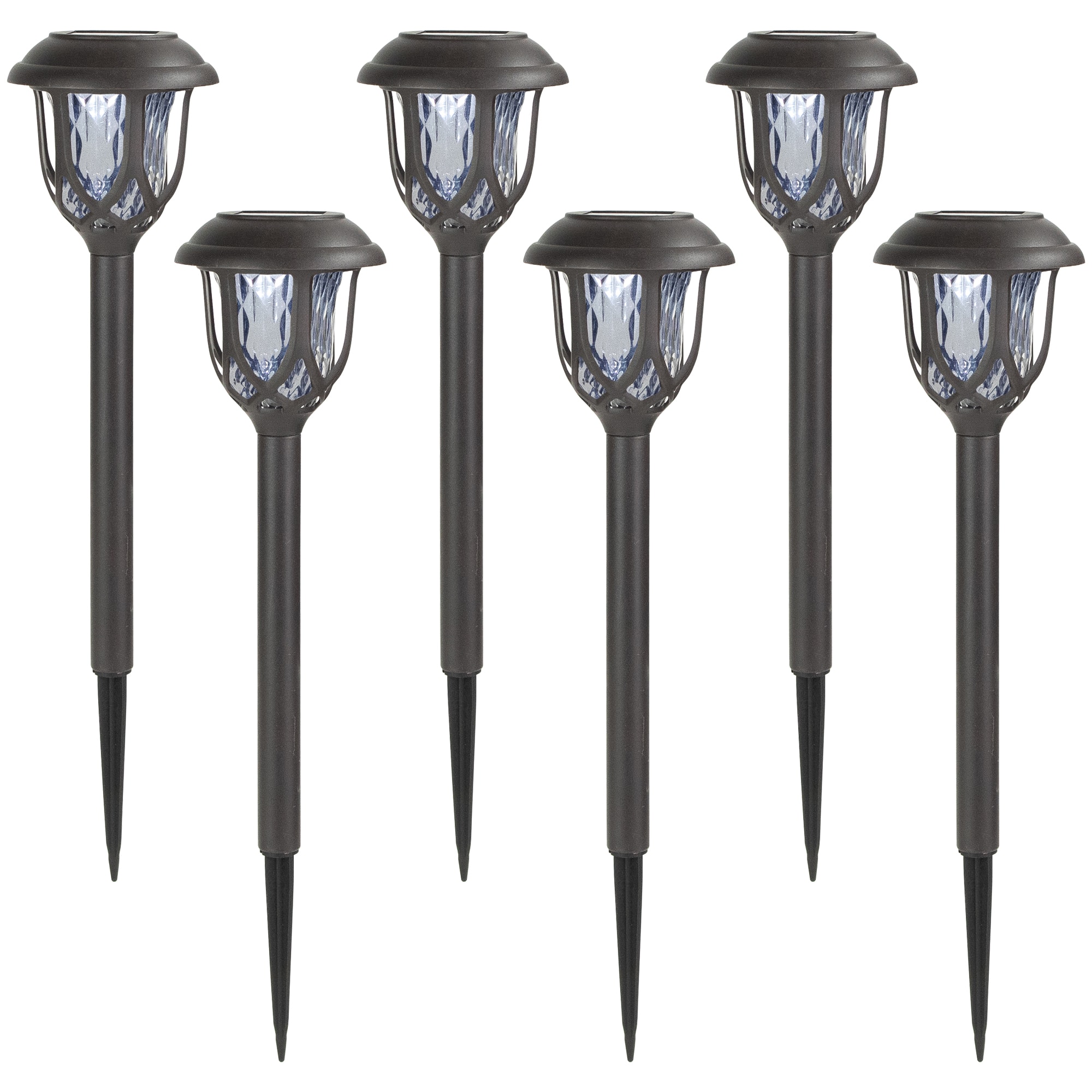 16.25" Black Lantern Style Solar Powered LED Pathway Markers, 6ct.