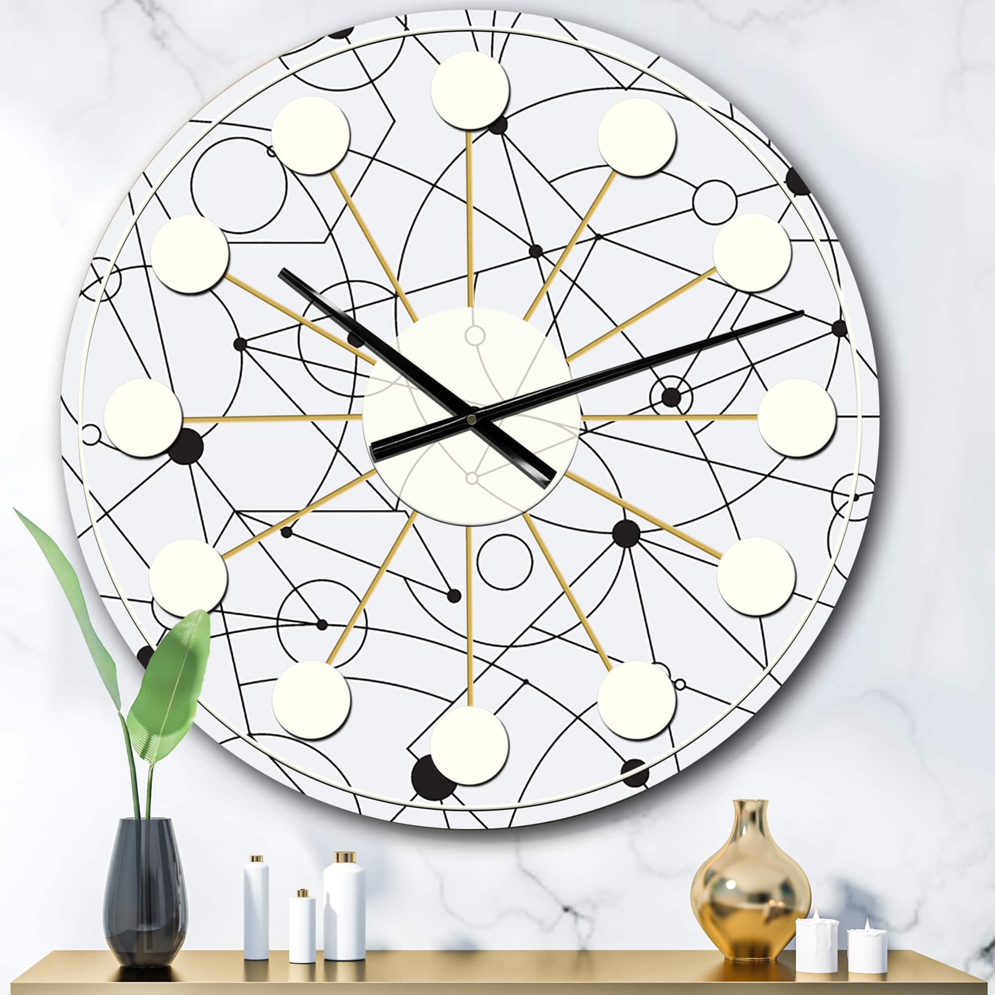 Designart &#x27;Retro Geometric Grid Iii Mid-Century Modern Wall Clock