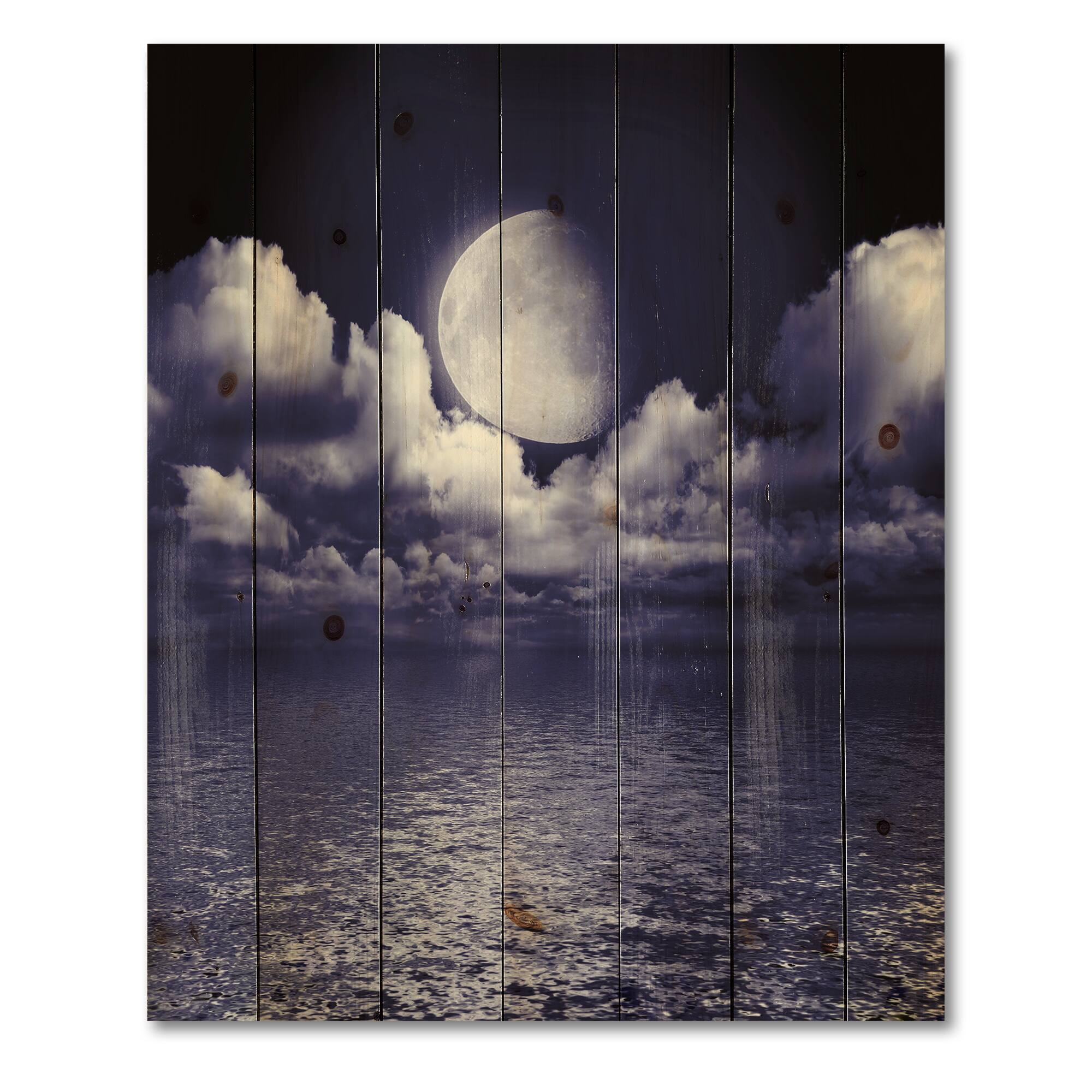 Designart - Full Moon In Cloudy Night Sky V