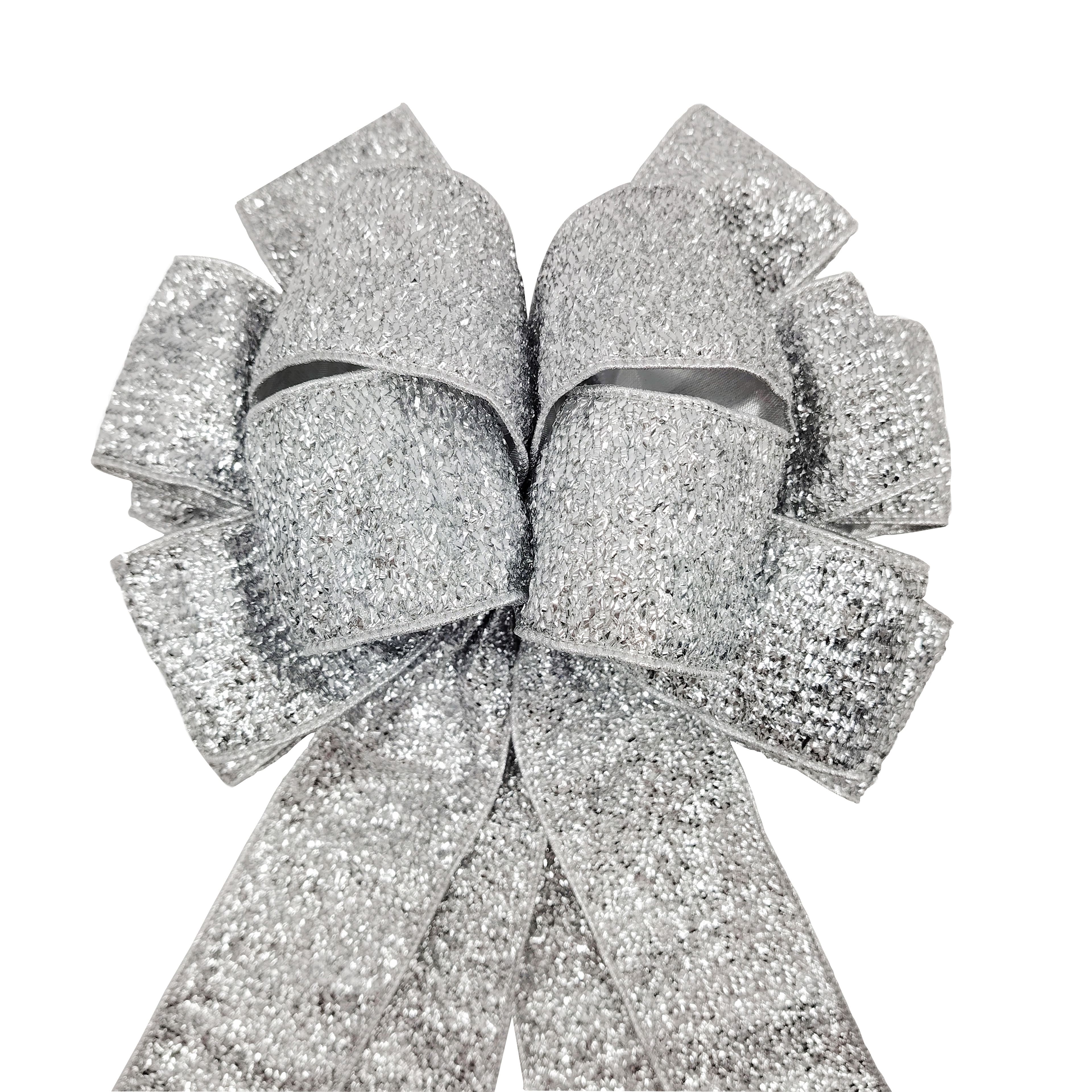 20.5&#x22; Silver Tinsel Tree Bow by Celebrate It&#xAE;