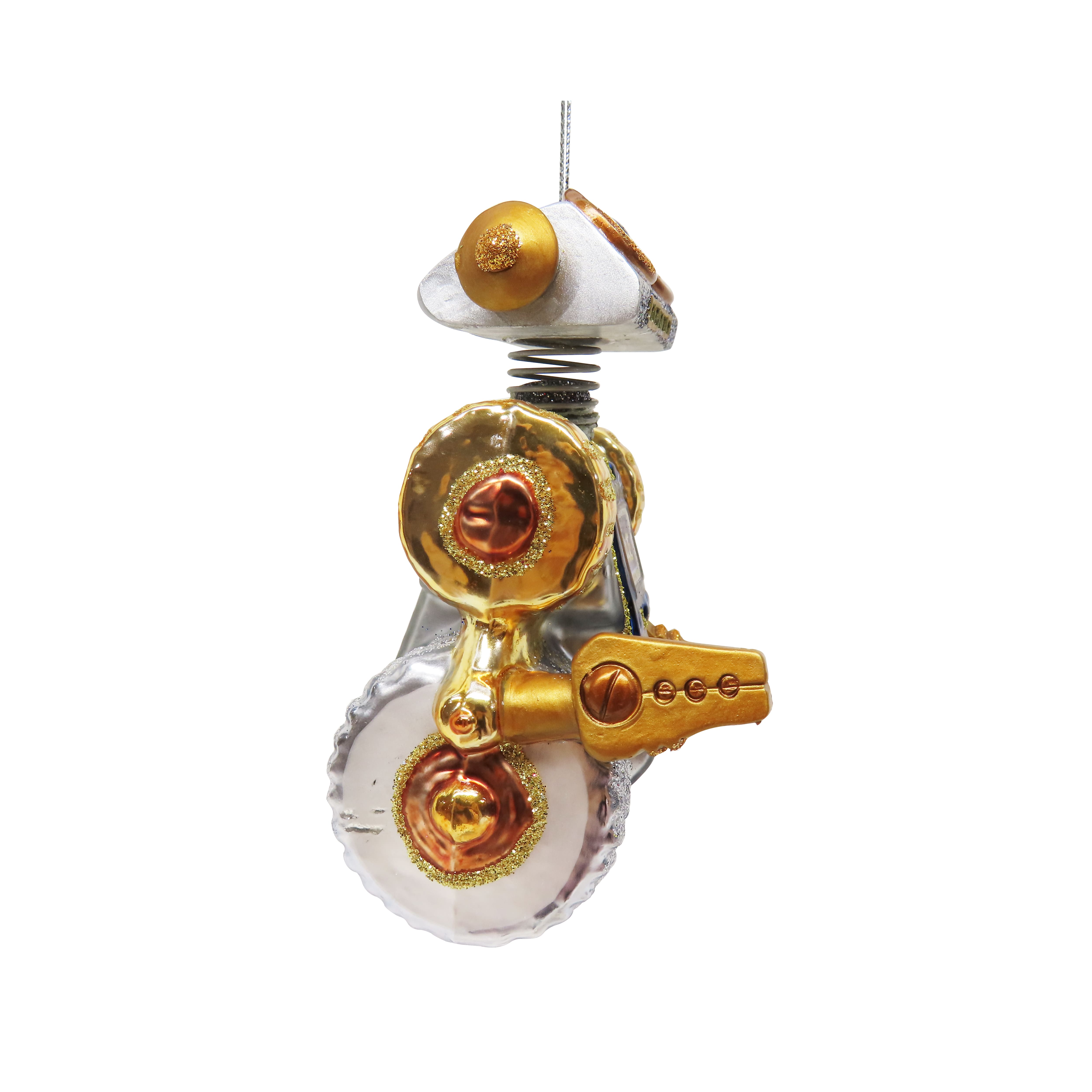 4.25&#x22; Gold &#x26; Silver Robot Glass Ornament by Ashland&#xAE;