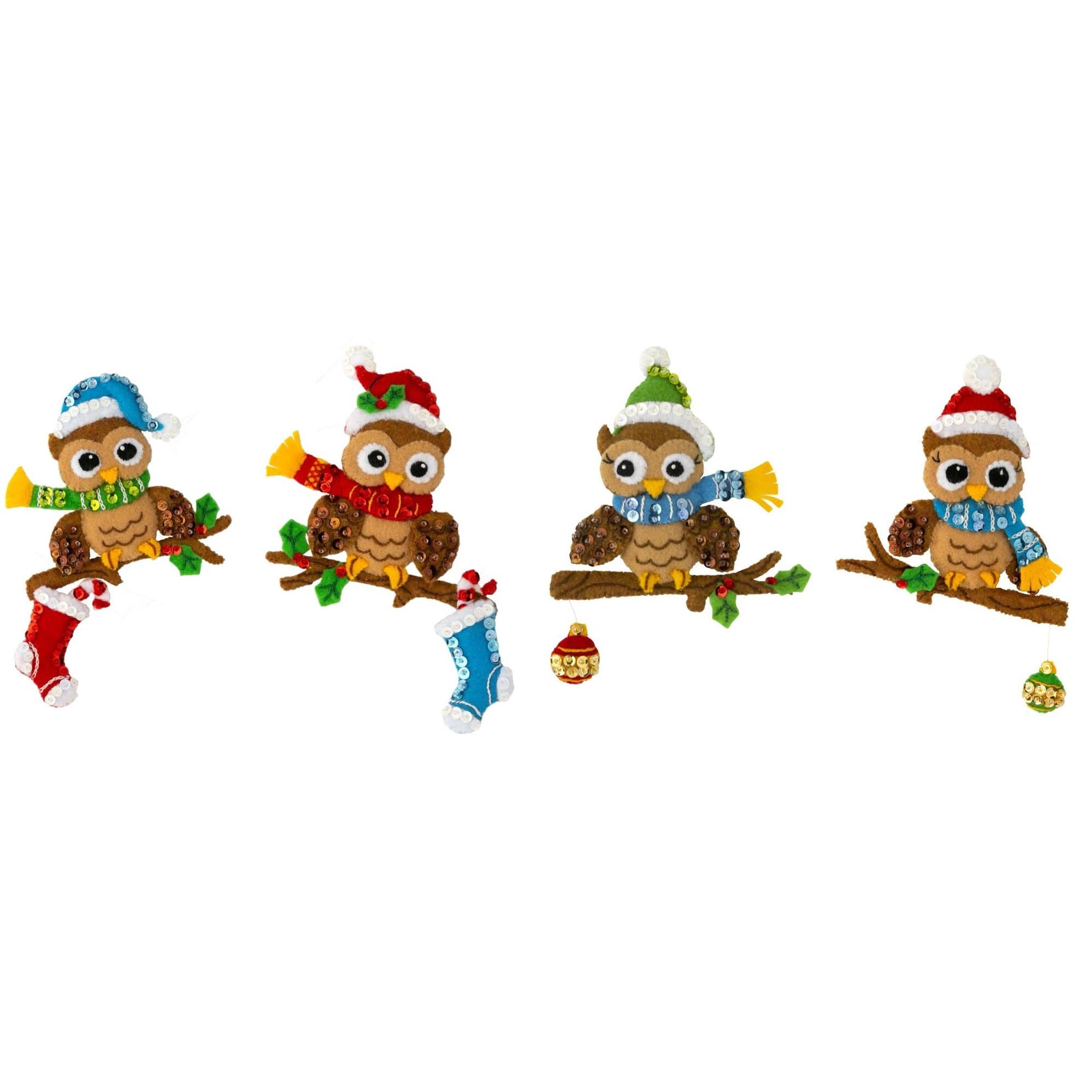 Bucilla&#xAE; Christmas Owls Felt Ornaments Applique Kit Set