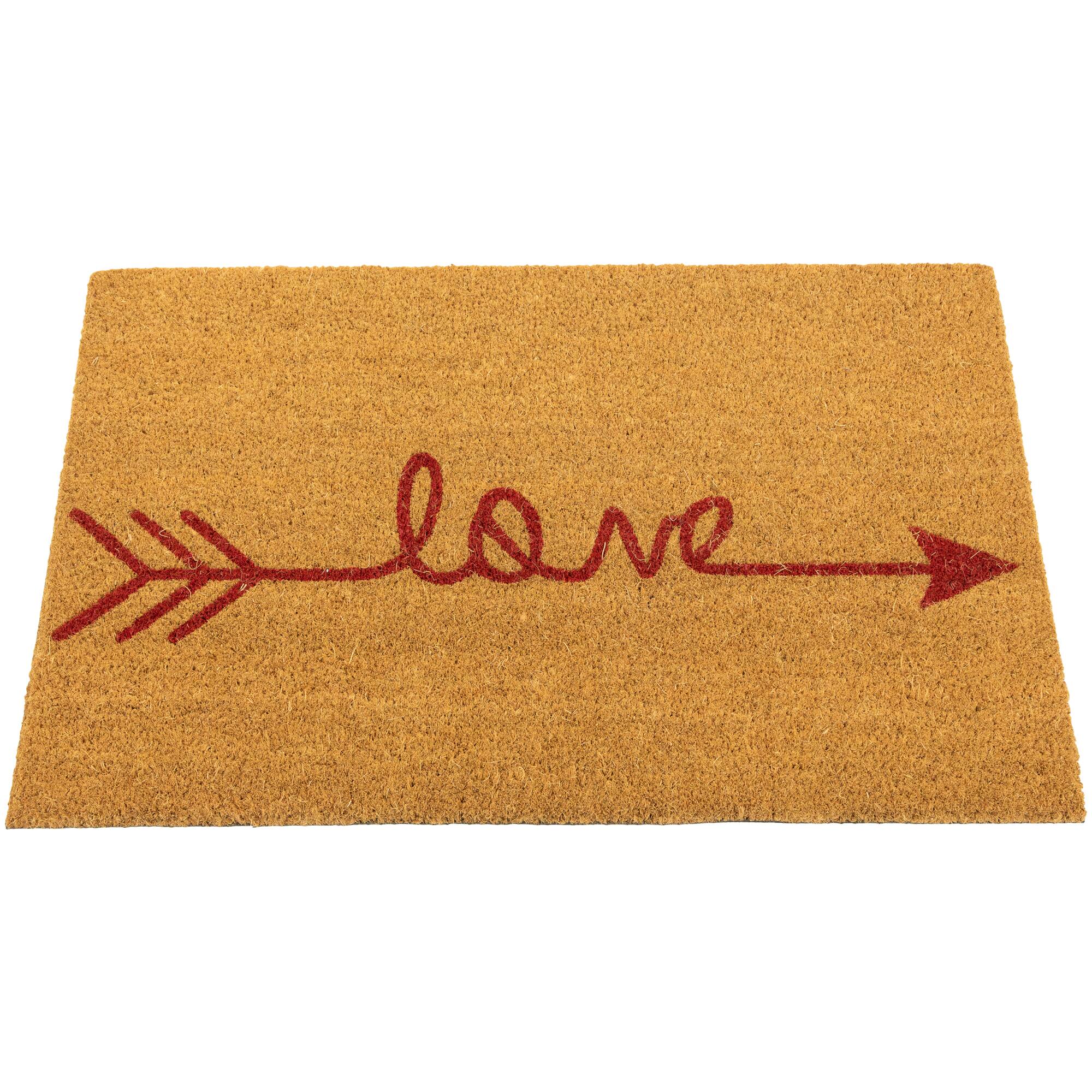 Red Love Arrow Natural Coir Outdoor Doormat