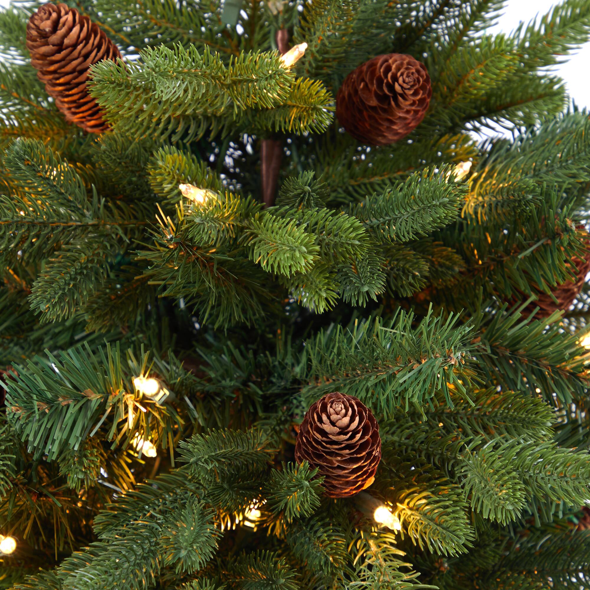 5ft. Pre-Lit Yukon Mountain Fir Artificial Christmas Tree in Gray Planter, Clear Lights