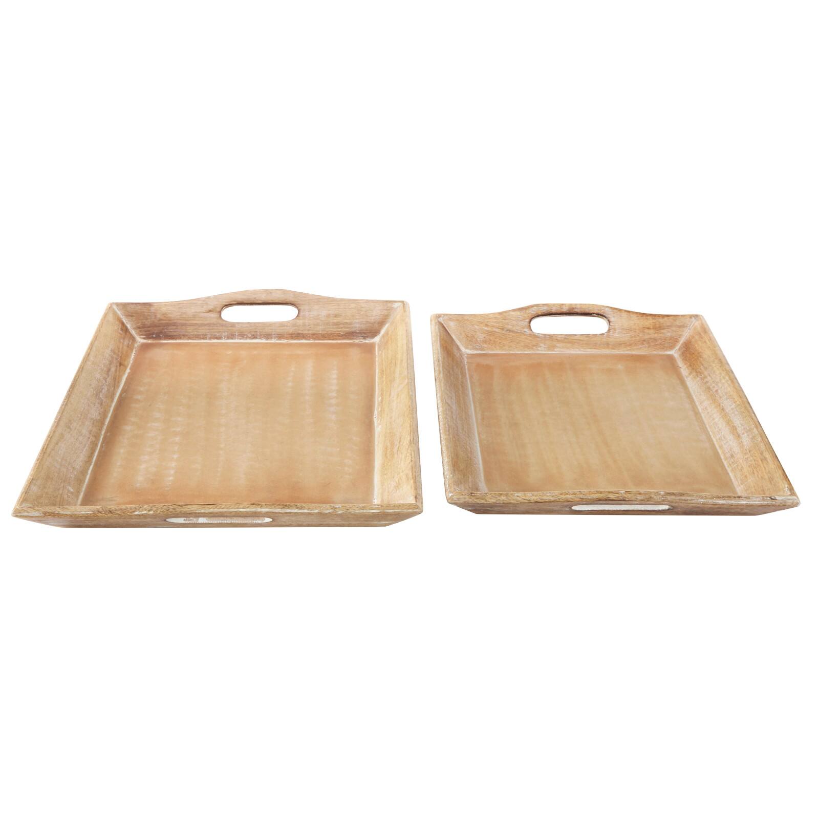 Brown Mango Wood Traditional Tray Set