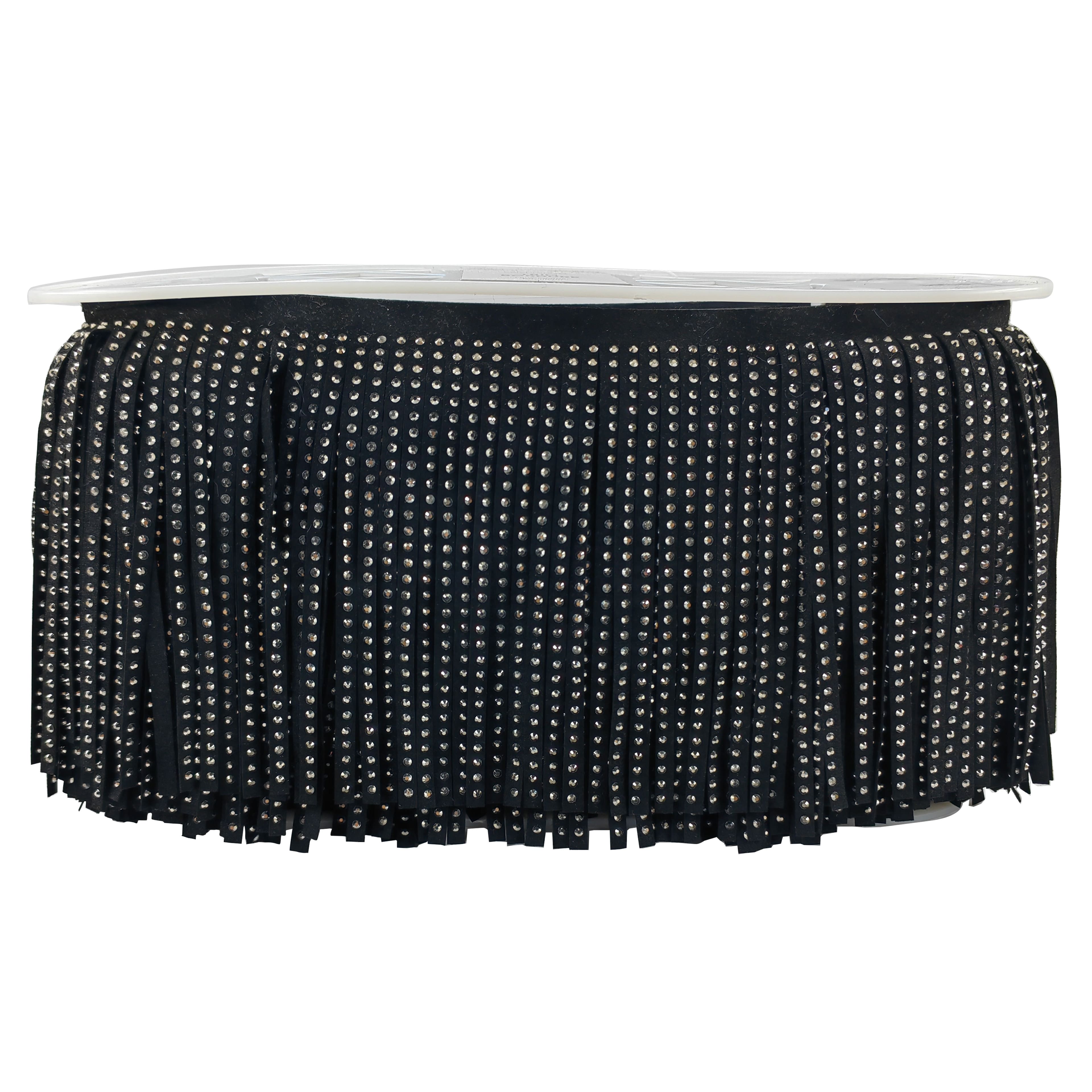 5.5&#x22; Faux Leather Rhinestone Fringe Trim by Celebrate It&#xAE;