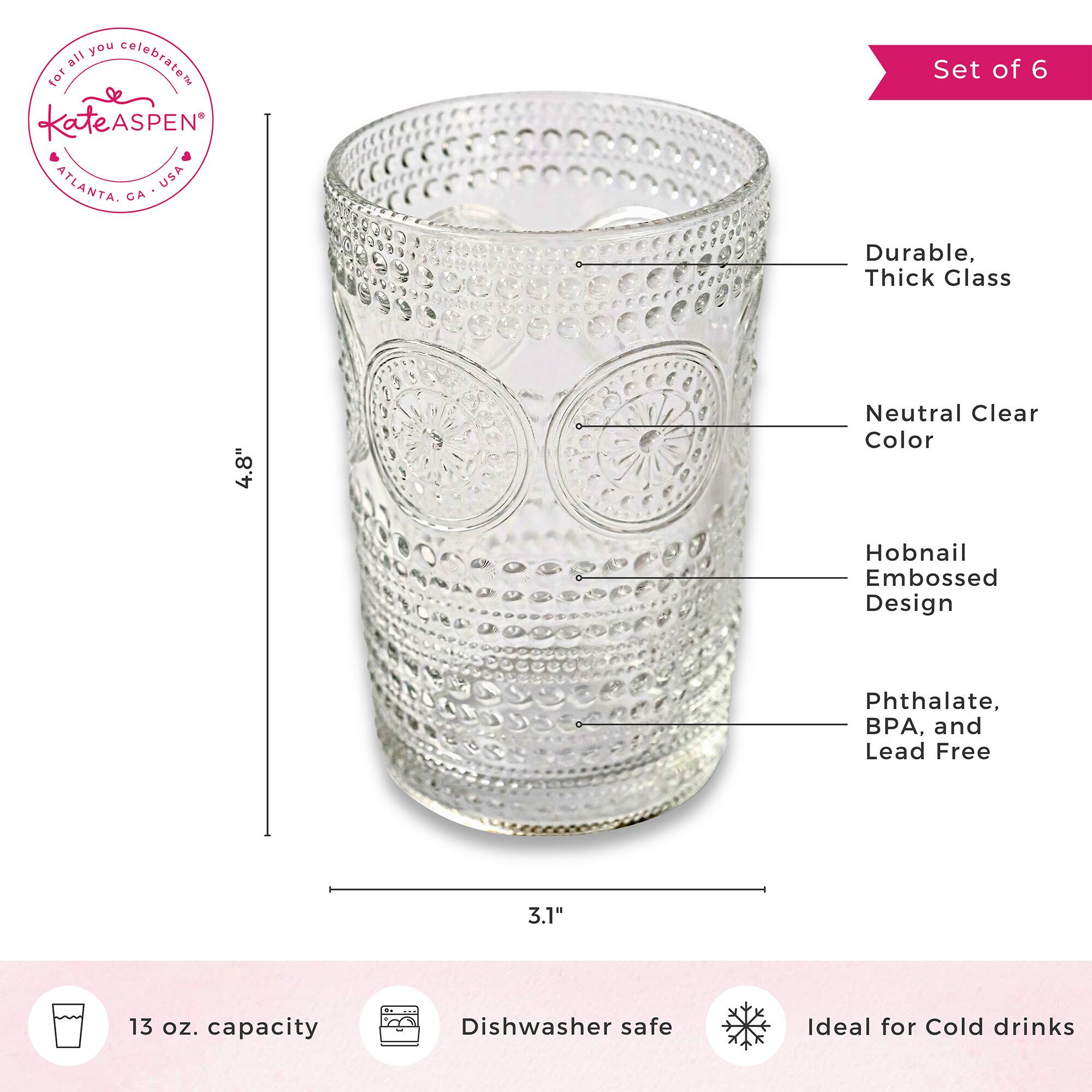 Kate Aspen&#xAE; 13oz. Beaded Floral Clear Drinking Glasses, 6ct.